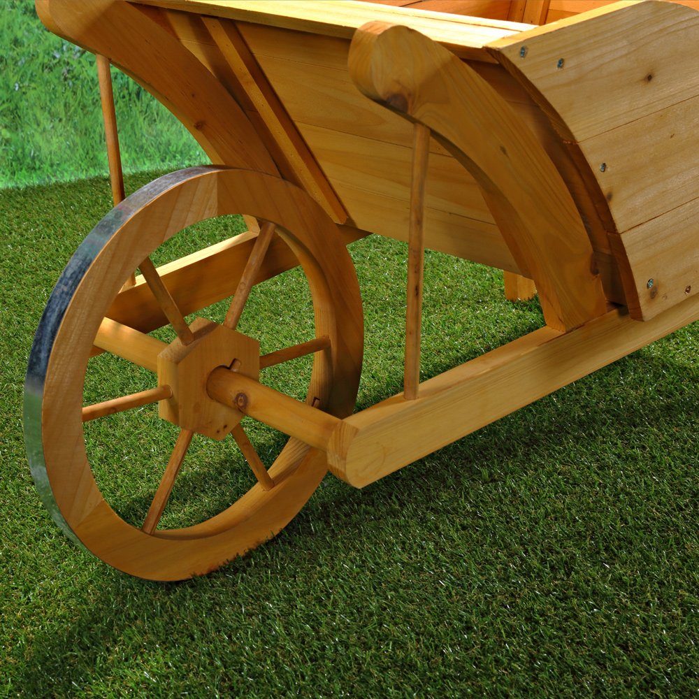 Feel2Home Blumenkasten Garten Pflanzschubkarre Schubkarre aus Holz Blumenkübel versch. Farben, Charmante Holz-Maserung