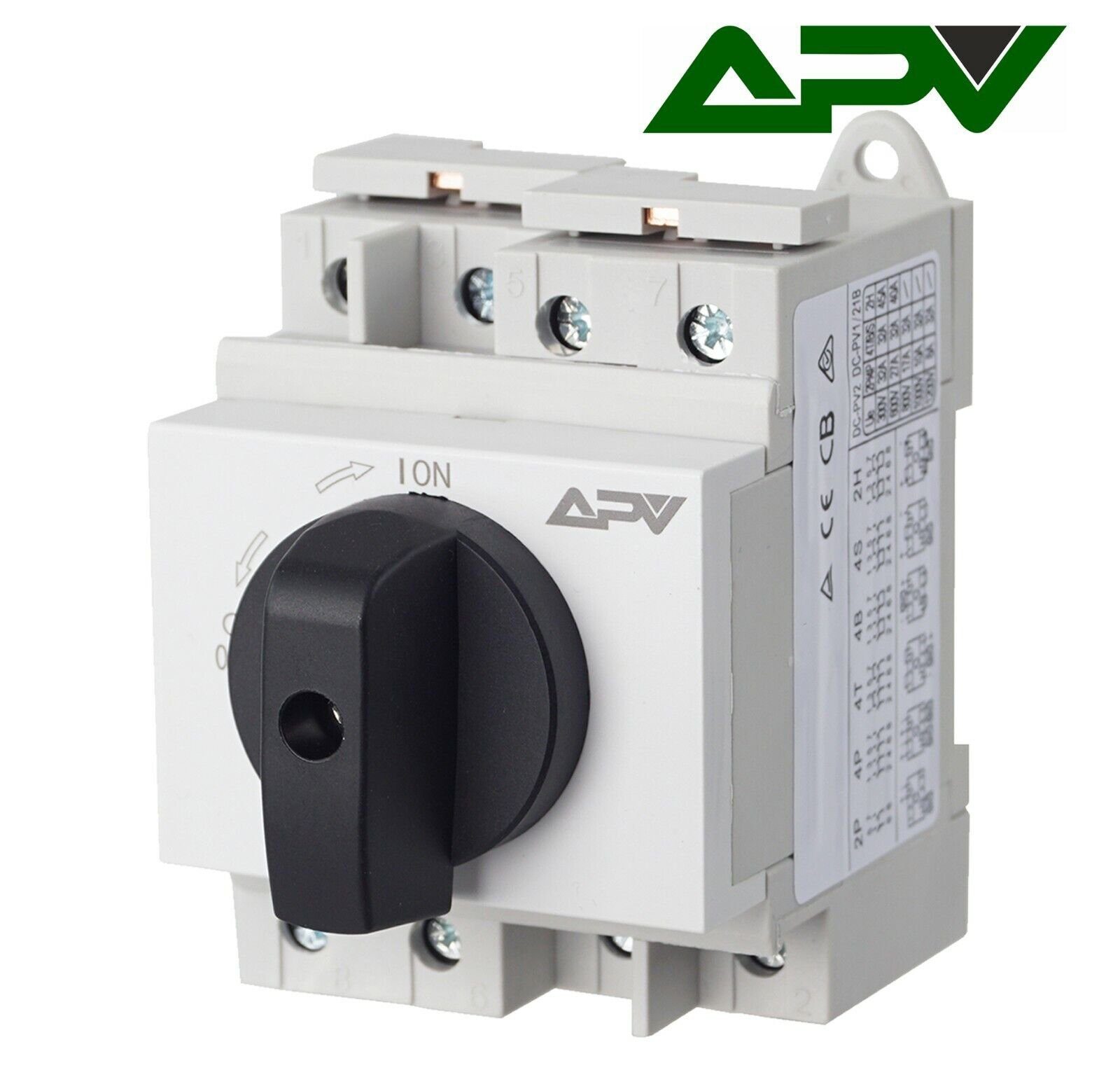 APV Schalter, DC Trennschalter Ausschalter 32A PV 4-polig Leistungsschalter IP20 Solar 1200V