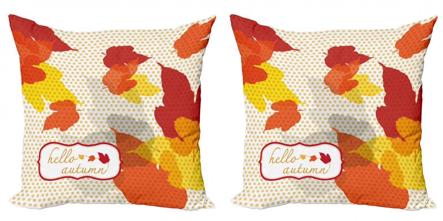 Kissenbezüge Modern Accent Doppelseitiger Digitaldruck, Abakuhaus (2 Stück), Hallo Herbst Herbst Blätter und Zeichen