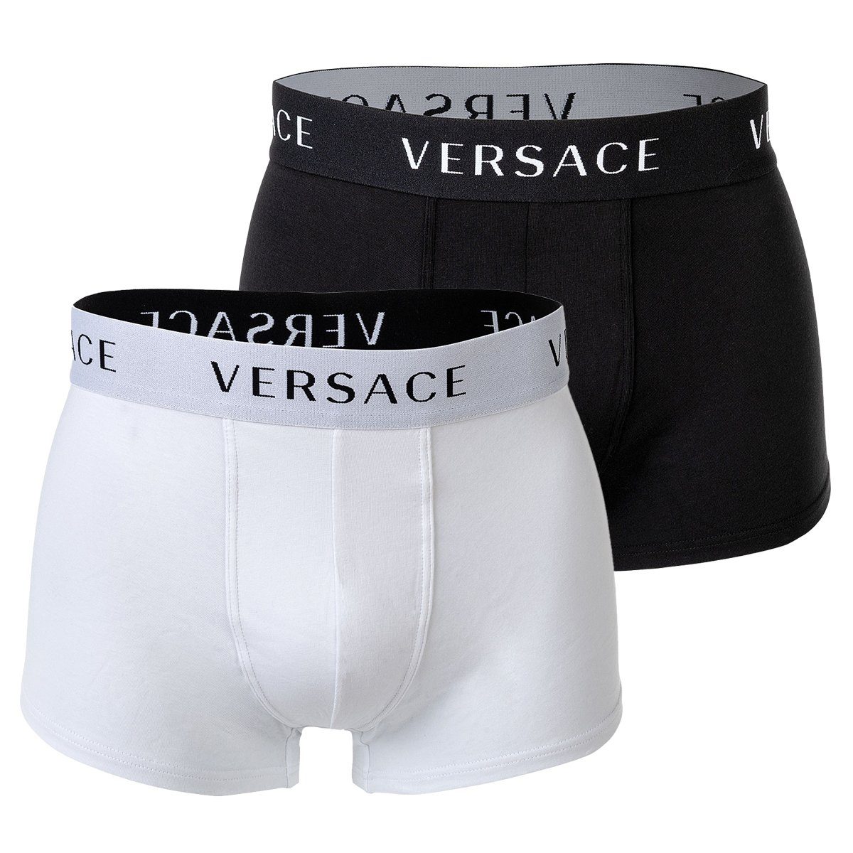 Versace Boxer Herren Boxer Shorts, 2er Pack - Trunk Schwarz/Weiß