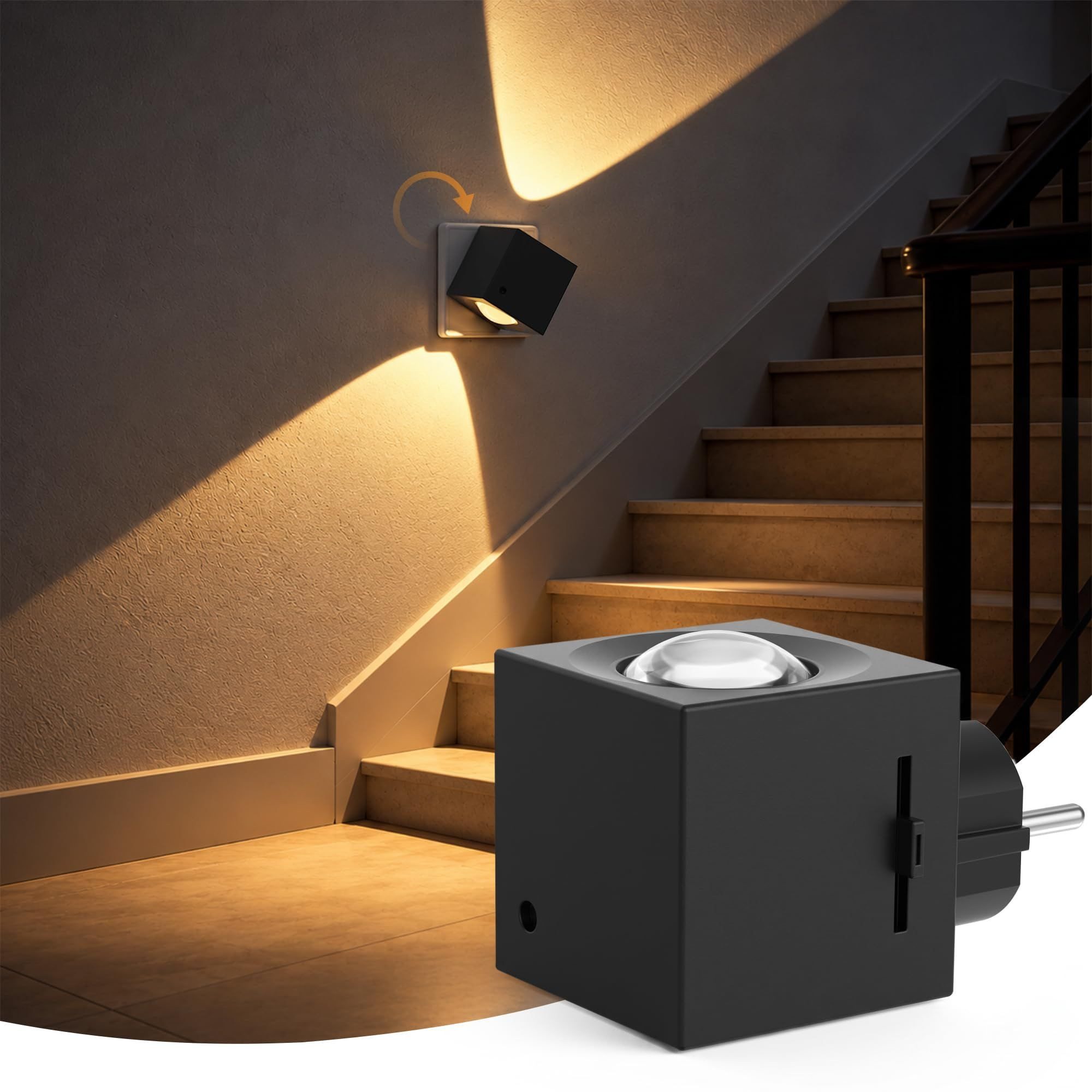 LOHAS-LED LED Nachtlicht LED Nachtlicht, Dimmbar, Dämmerungssensor, Stufenlos verstellbar, LED fest integriert, Tageslichtweiß, Modernes LED Nachtlicht-Design, 1 W, 3000 Kelvin, dimmbar