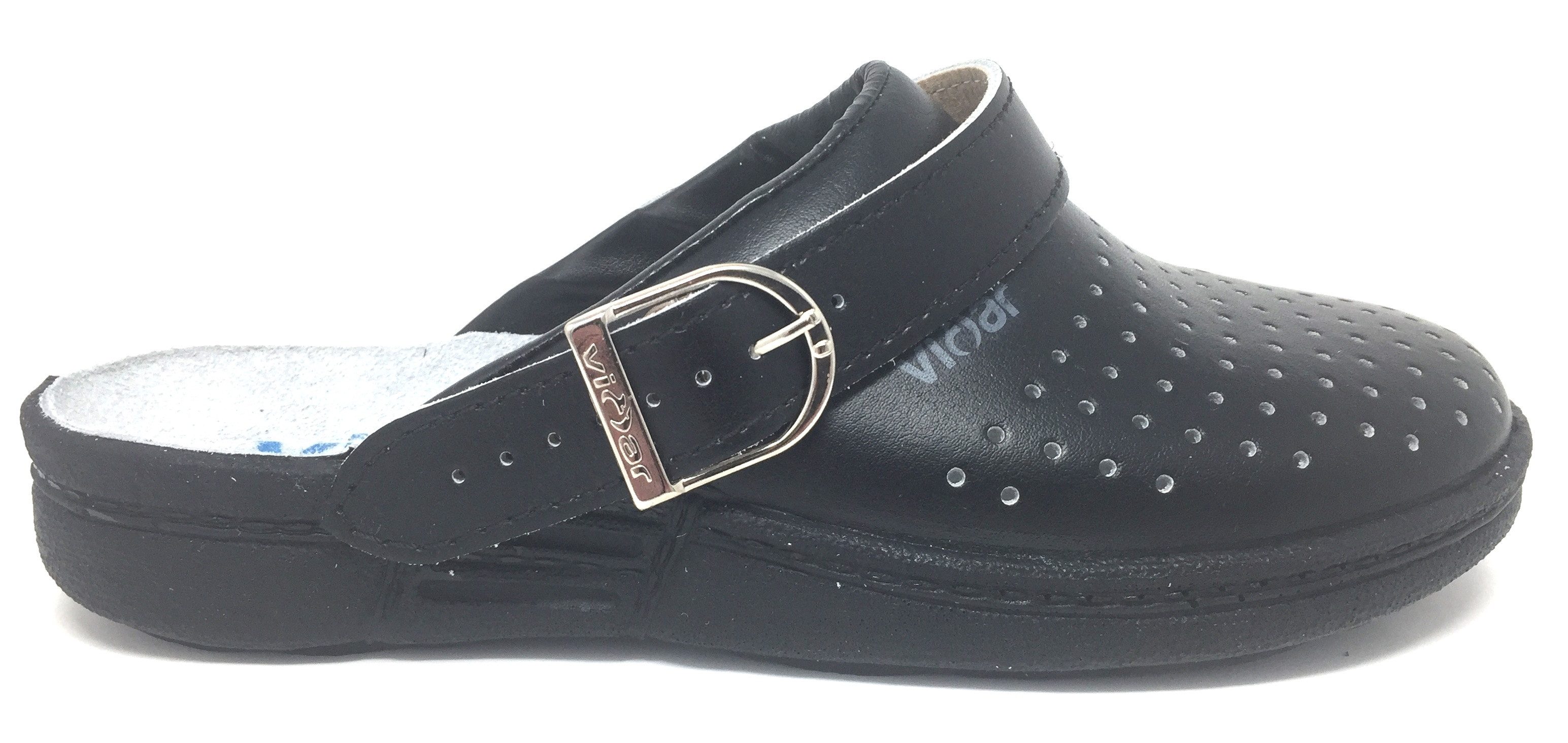 Clogs schwarz perforiert Leder OHNE Stahlkappe Berufsschuh