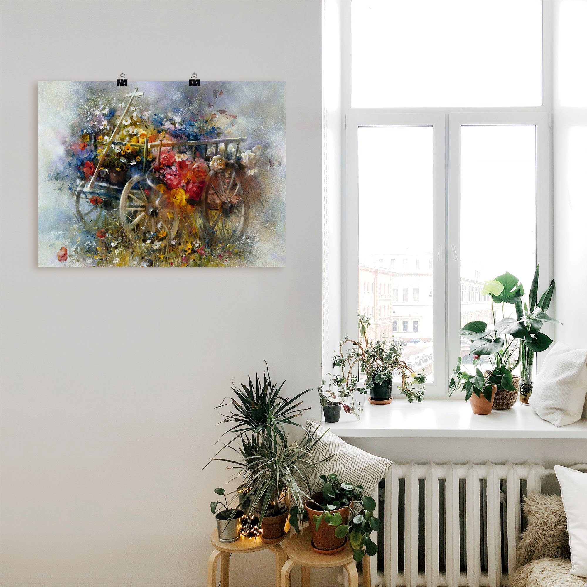 Artland Poster Blumen Schubkarre, Garten (1 St), ohne Rahmen