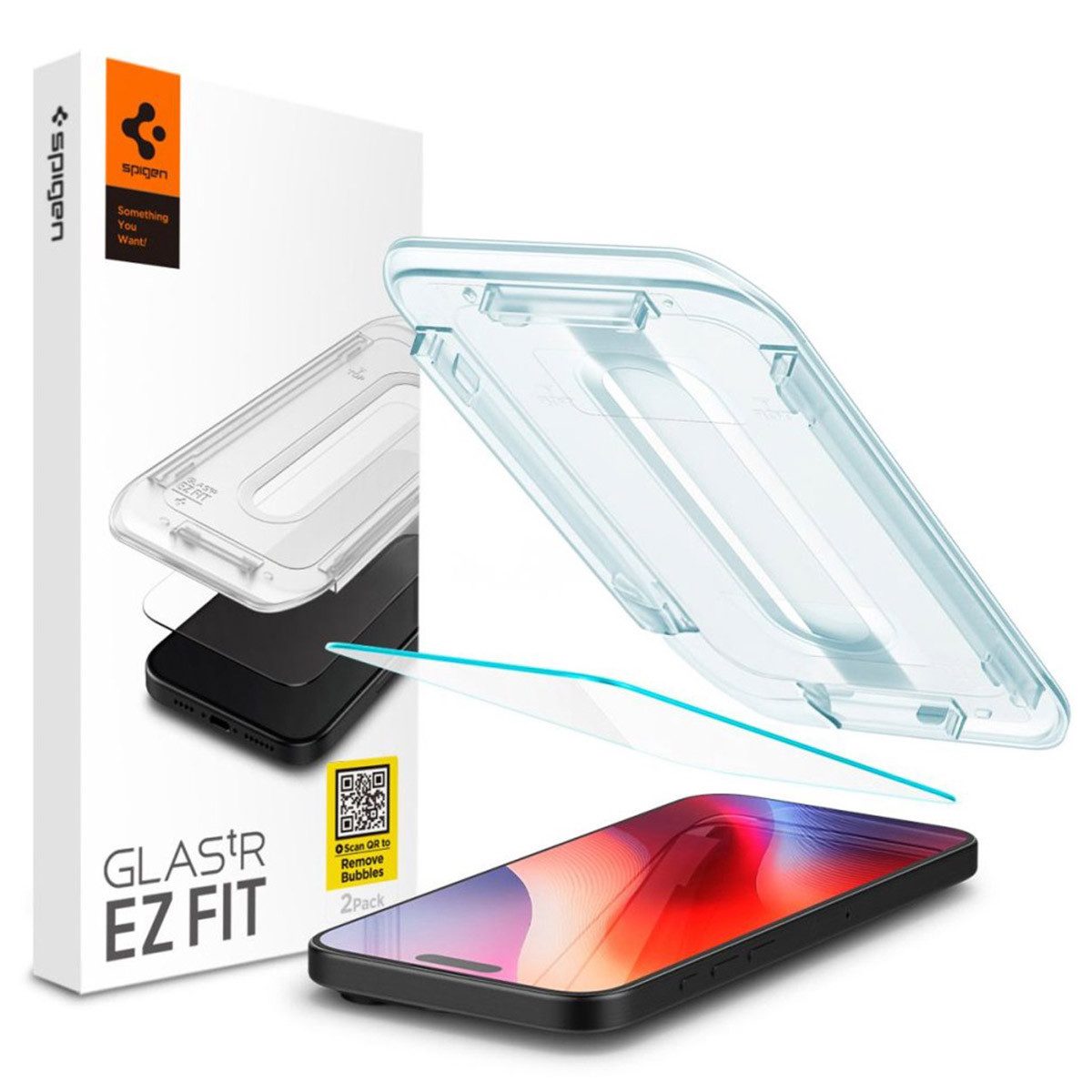 Spigen Displayschutzglas Spigen EZ Fit Glas.tR mit Installation Tray - 1er Pack Apple iPhone 16, 1 Stück