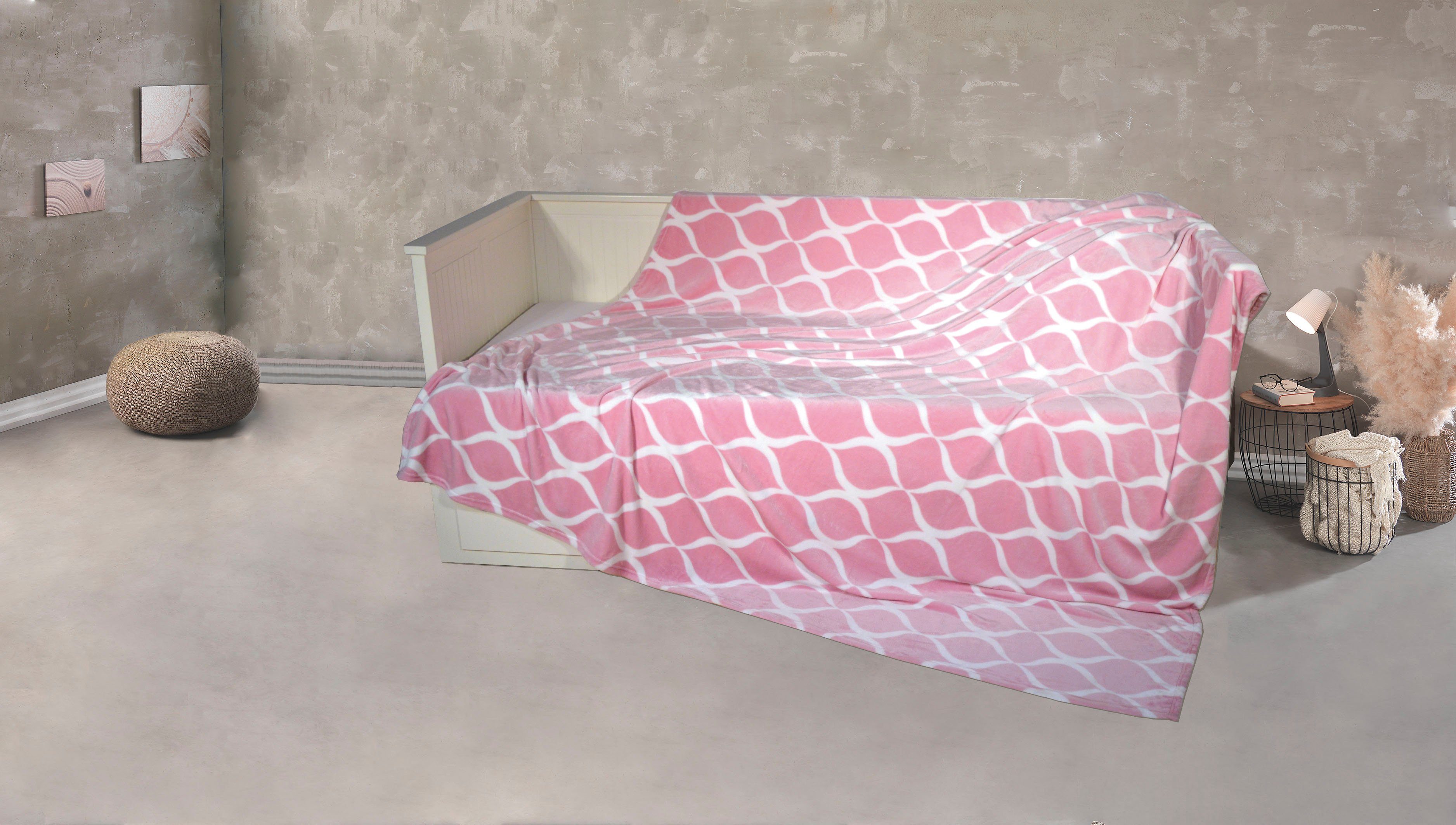 Wohndecke Mikrofaser XXL "Welle", KiNZLER, Kuscheldecke, 220x240 cm