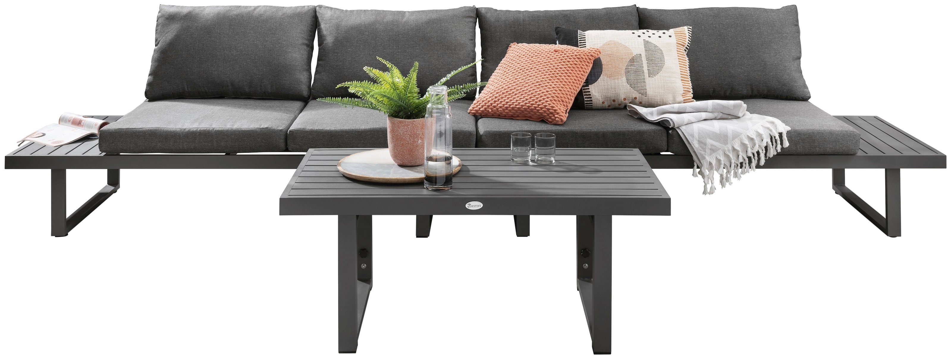 Destiny Gartenlounge-Set Tisch cm (Set, x x Ecklounge, SEA POINT, 15-tlg), 45/68 58 110 verstellb. variabel