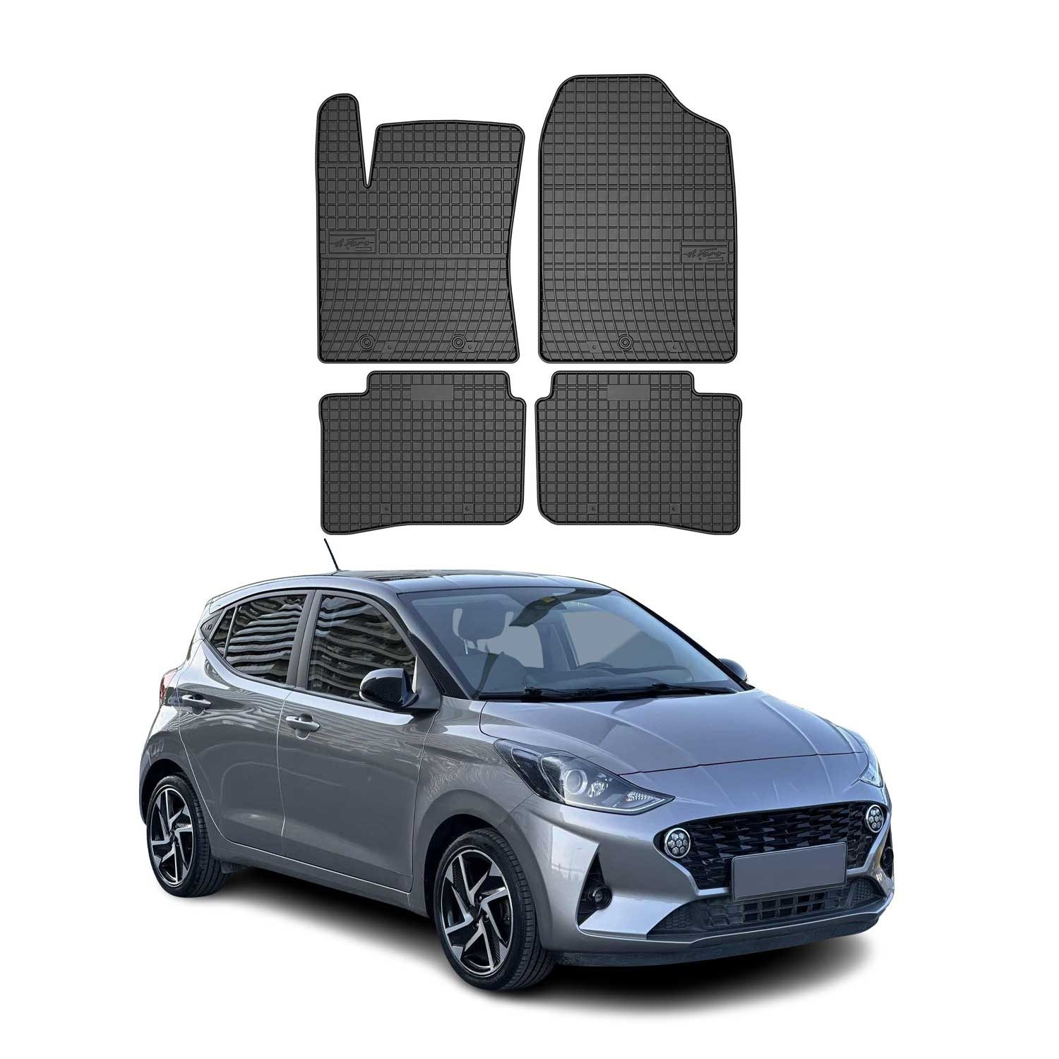 OMAC Auto-Fußmatten für Hyundai i10 2019-2025 Gummimatten Schwarz 4 tlg (4 St), für Hyundai i10 2019-2025 Hyundai i10 2019-2025, Antirutsch,Wasserfest,Einfache Installation