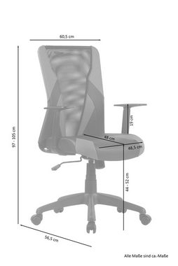 byLIVING Drehstuhl Flash (1 St), moderner Bürostuhl mit atmungsaktiver Rückenlehne