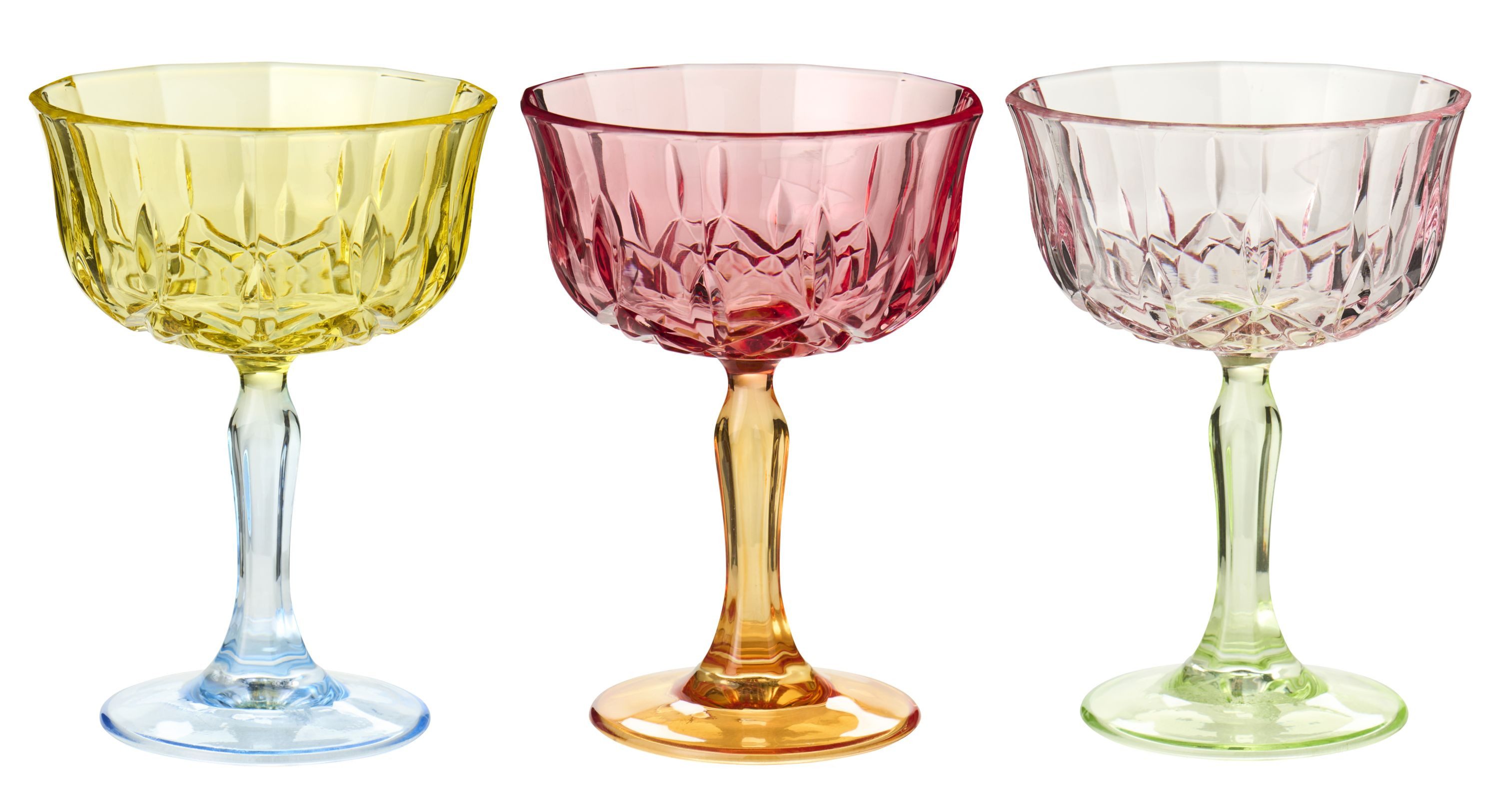 Ib Laursen Gläser-Set Ib Laursen - 3er Set Weingläser Gläser Glas Weinglas Bunt 3 Farben, Glas