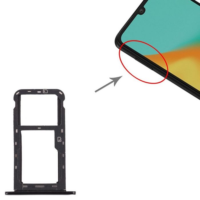 Wigento Dual SIM Karten Halter Adapter Schwarz für ZTE Blade A7 2019 Ersatzteil Smartphone-Adapter 0 cm