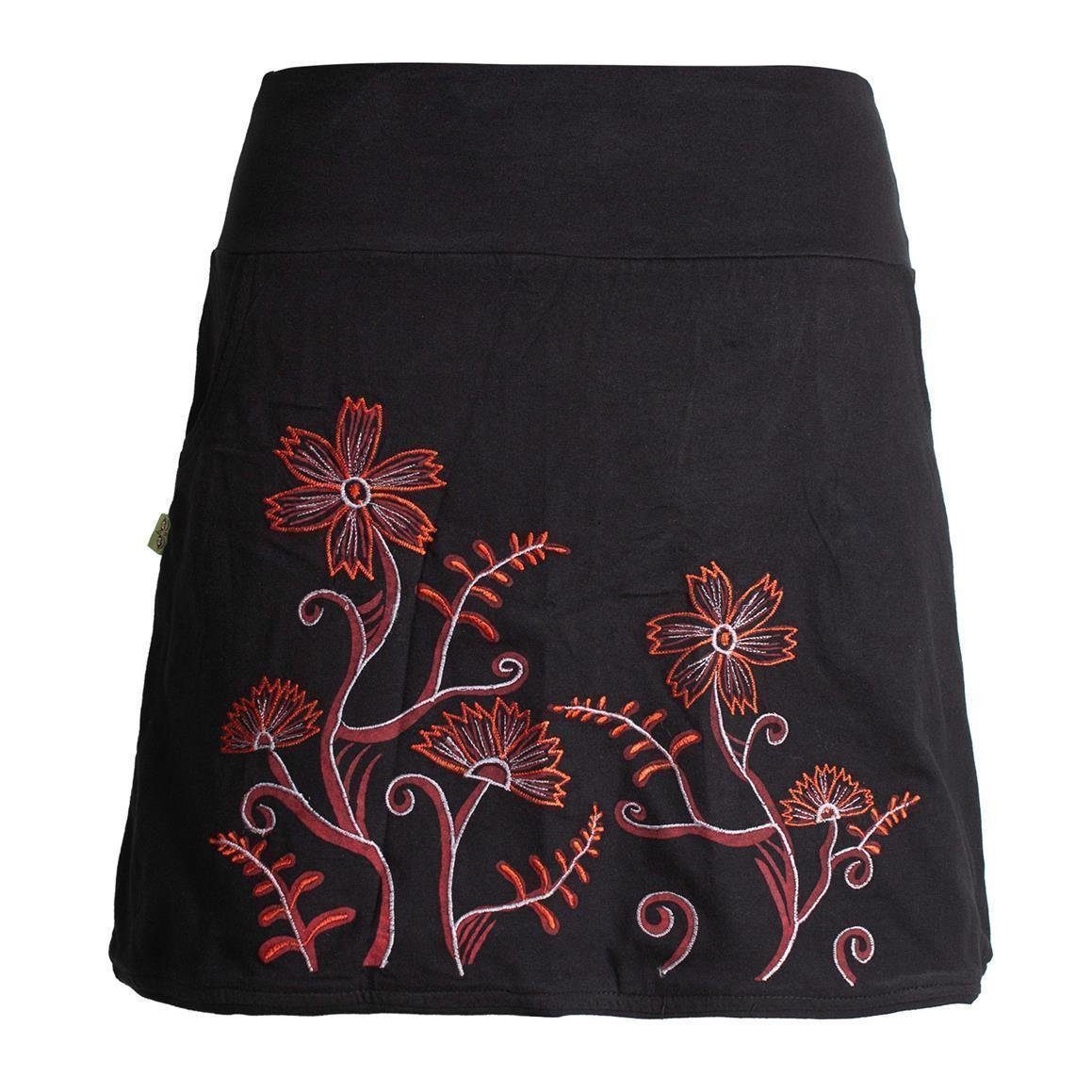 Minirock Hippie Zwiebelmuster Blümchen-Rock mit Taschen