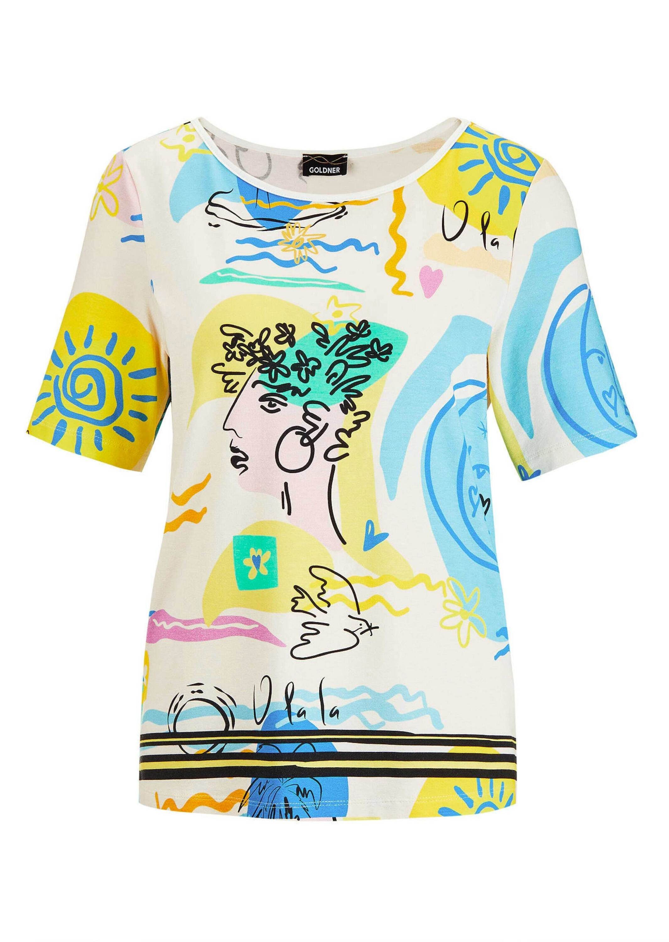 T-Shirt Kurzgröße: Blusenshirt mit Allover-Design