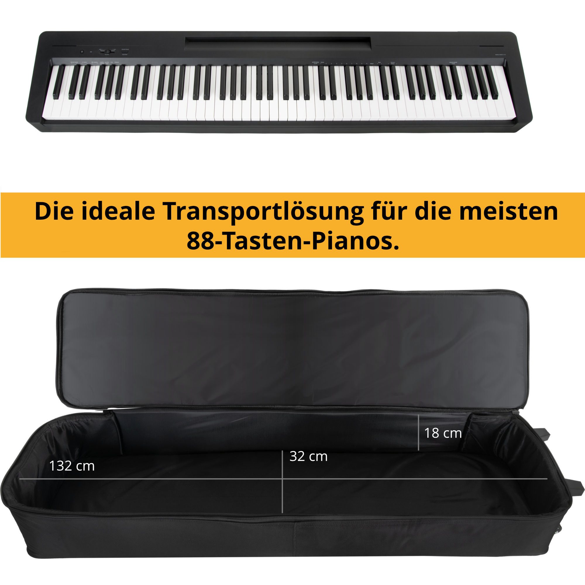 McGrey Piano-Transporttasche KBT-3122-88 Keyboardtrolley - komfortabel & robust, Keyboard-Trolley mit Wasserabweisendem Material, dicke Innenpolsterung