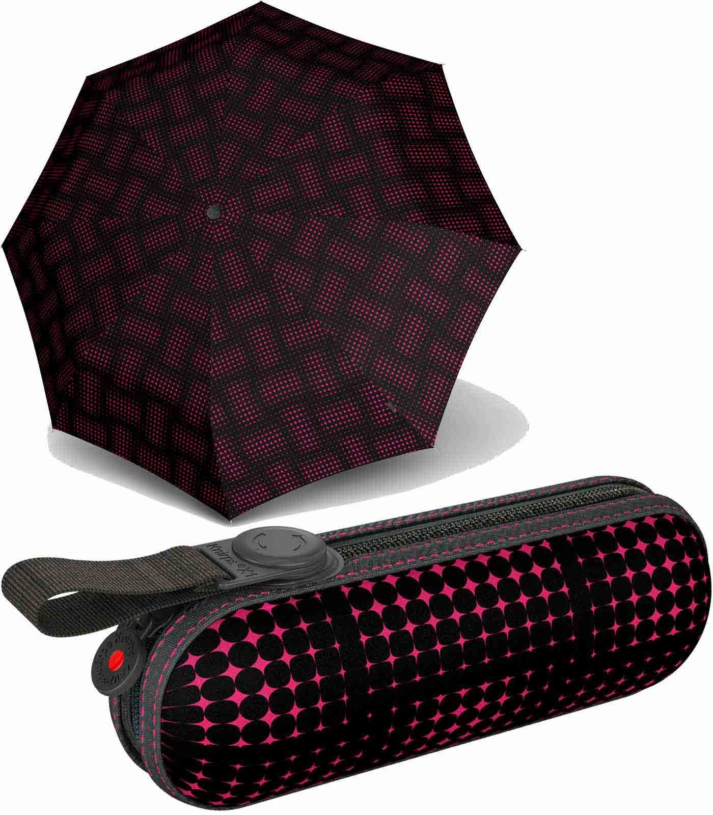 Knirps® Langregenschirm Super - Mini der kleine, kompakte leichte, Hard-Case stars, Begleiter im schwarz-pink X1