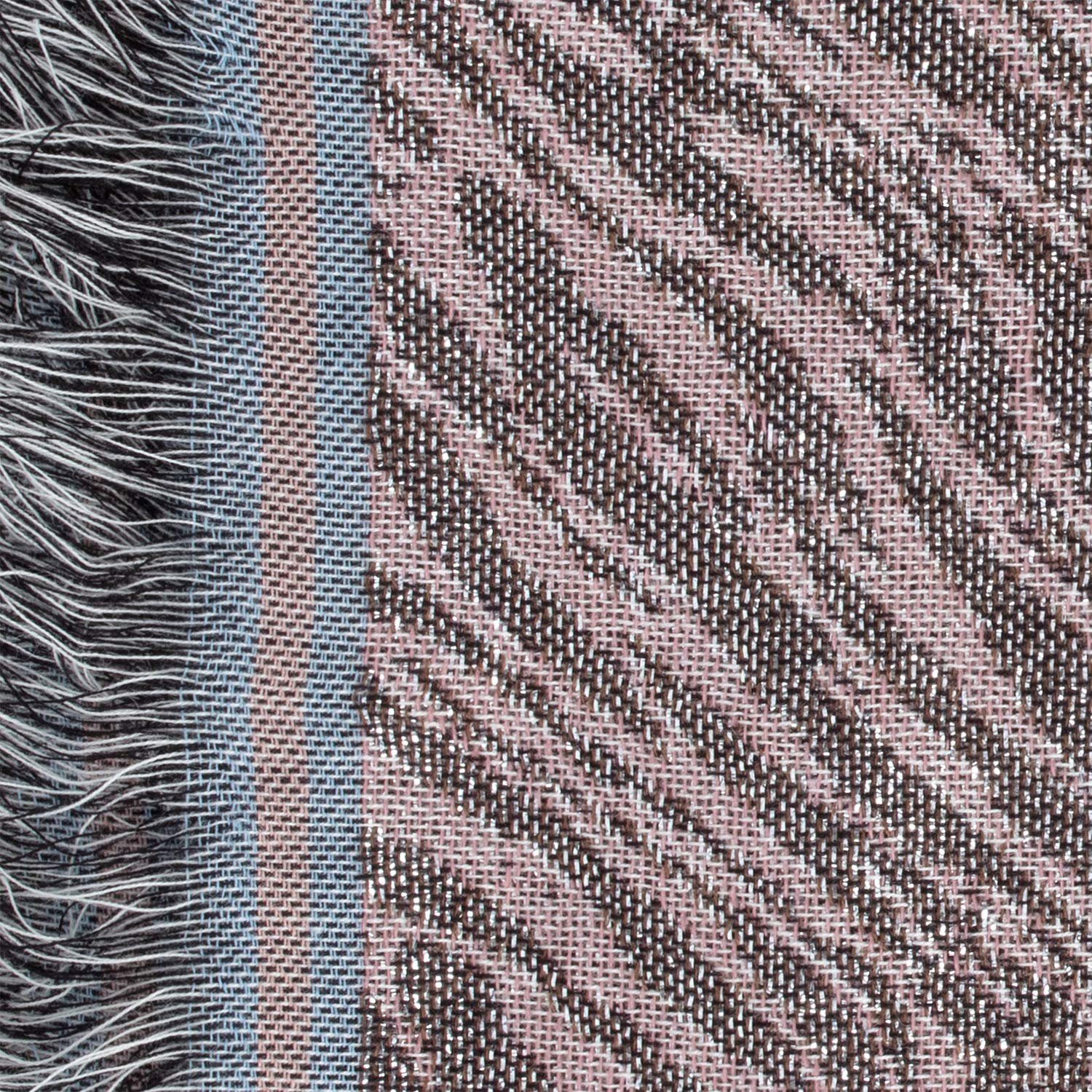 Winter Schal - Becksöndergaard Winterschal 100x100 mit Fransen Adobe Baumwolle/Metallfaden, Damen - cm Colur aus Rose Mille Modeschal