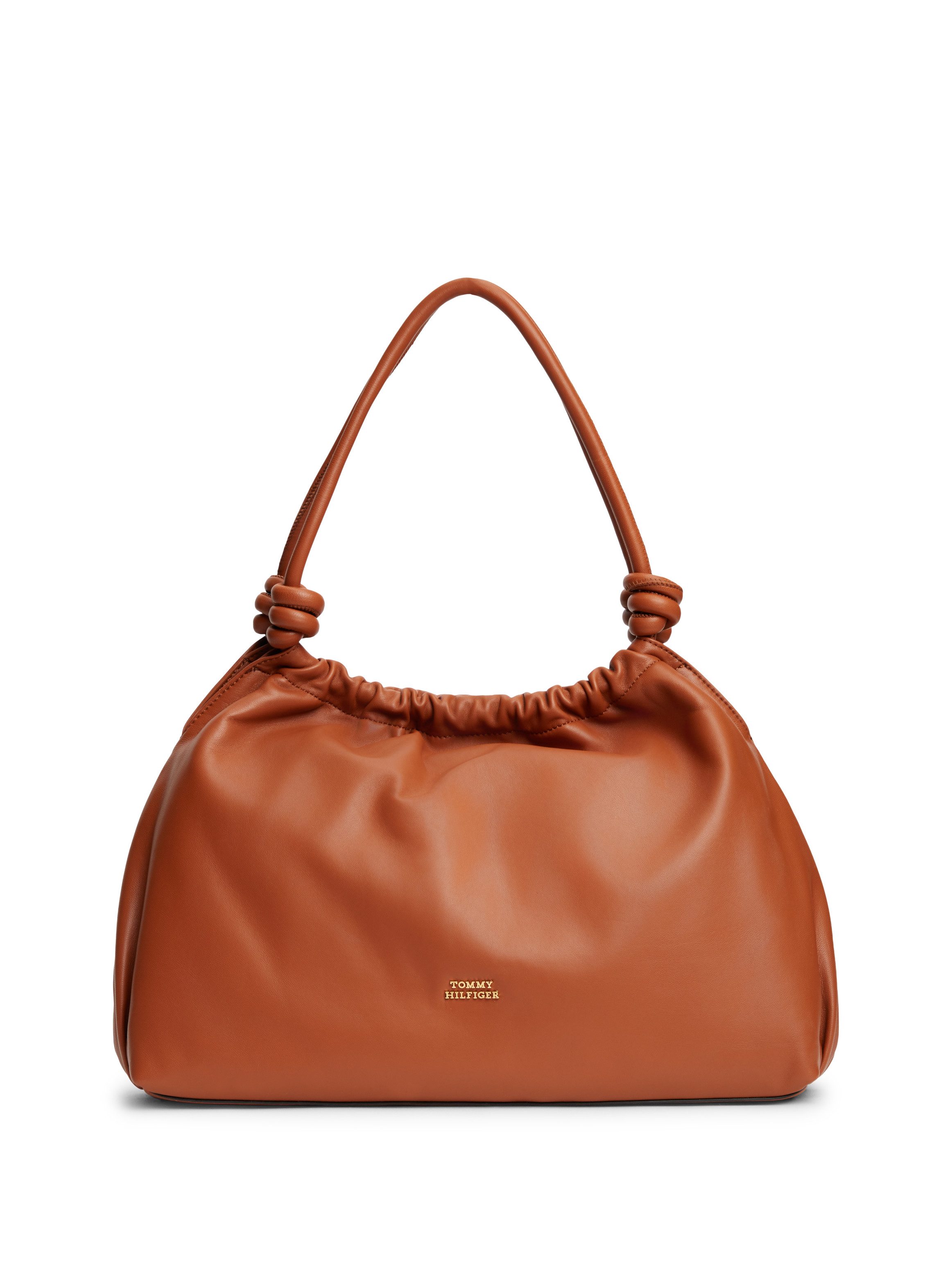 Tommy Hilfiger Hobo TH SOFT LEATHER HOBO, Damen Handtasche, Schultertasche, Umhängetasche mit goldfarbenem Logo