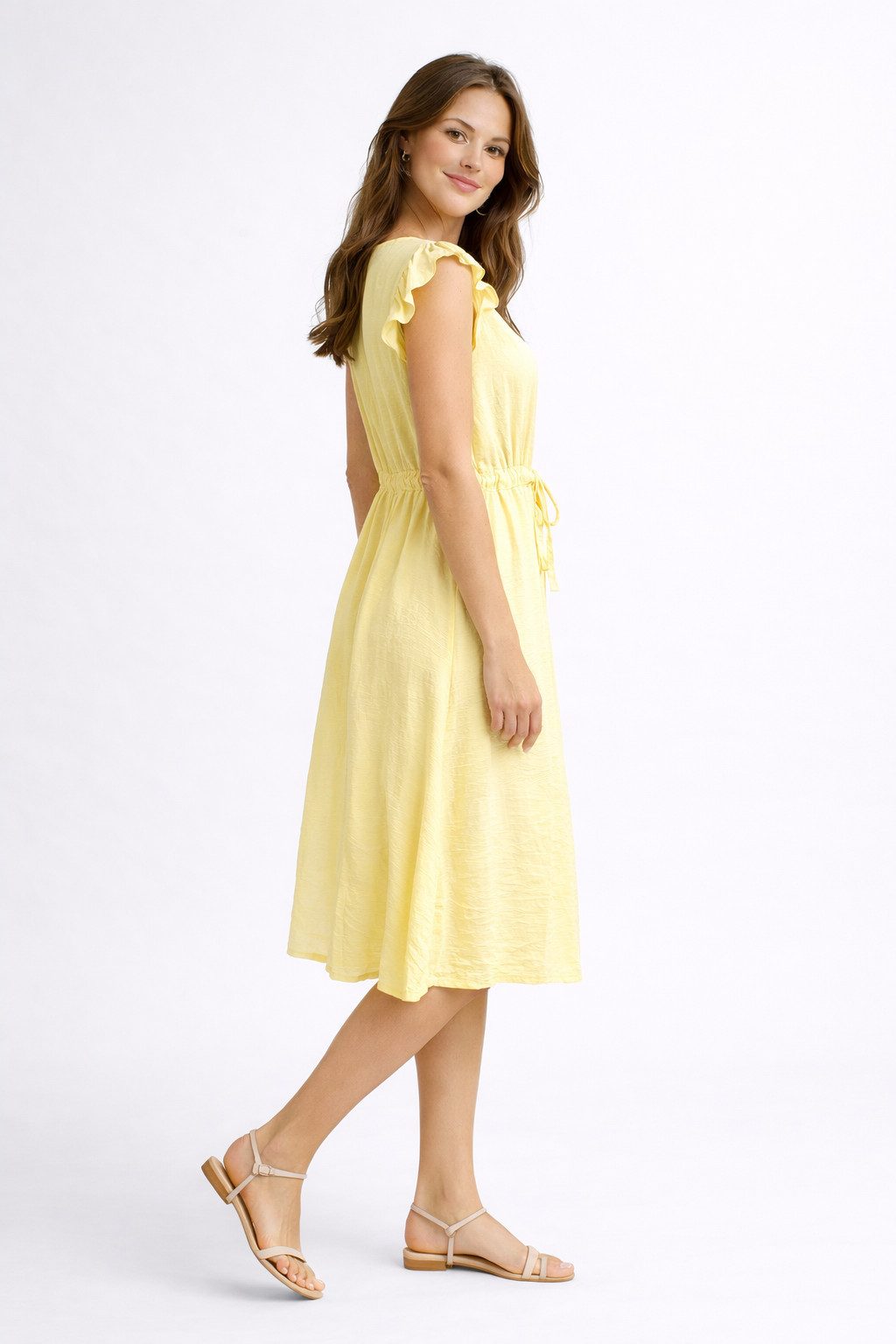 ITALY VIBES Midikleid - Freizeitkleid - sommerliches Kleid Damen - Midikleid - mit Bindegürt ONE SIZE / passend für Größe XS - L