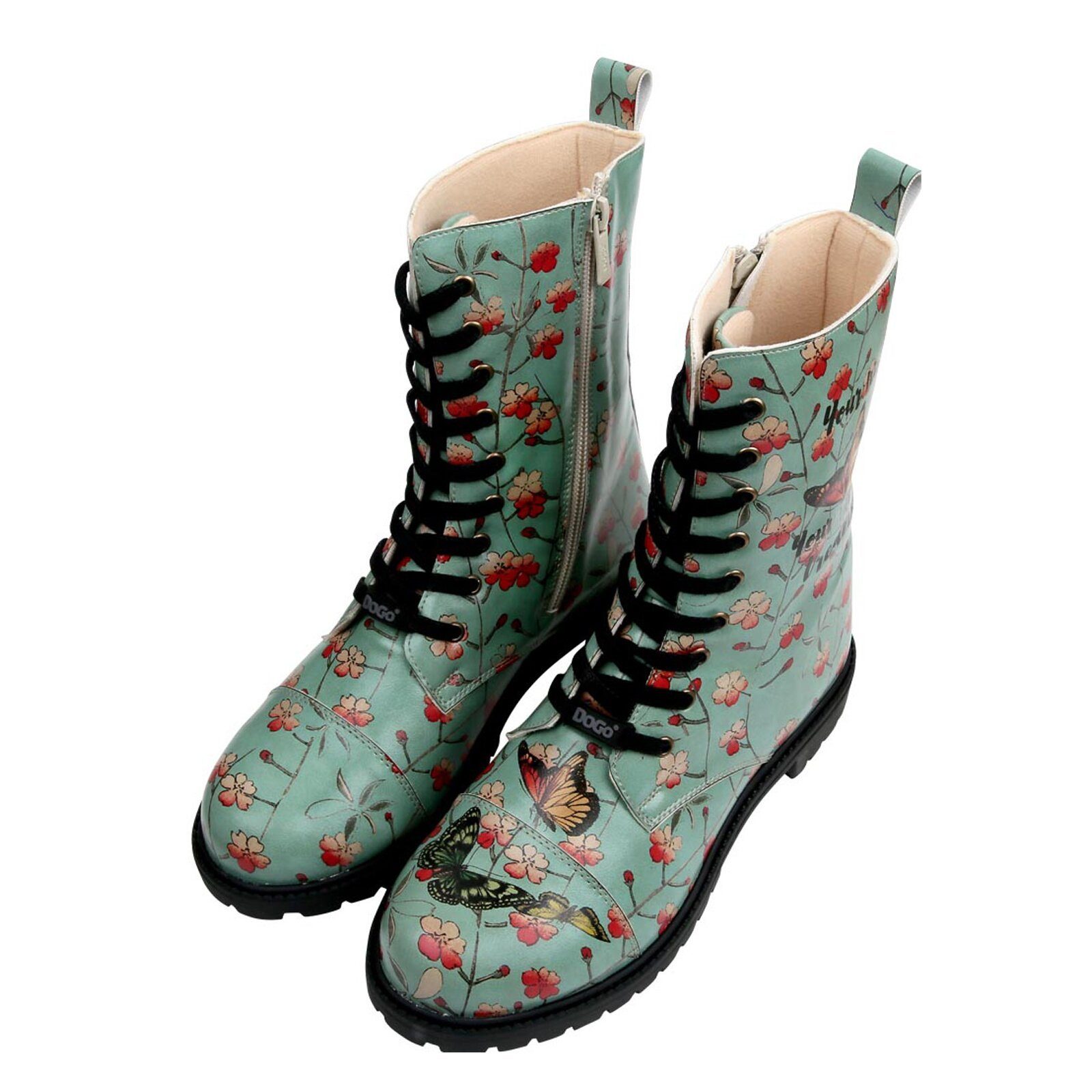 DOGO Zipsy High-Top Boots Your Wings, Your Dreams Damen Stiefeletten Schnürboots Handgefertigt