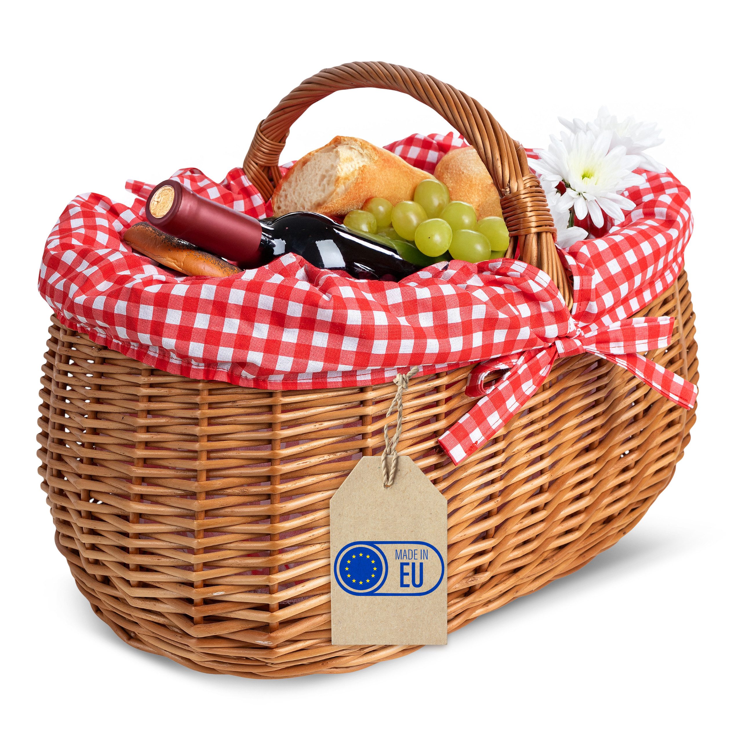Creative Home Weidenkorb Picknickkorb Stoffeinlage Weidenkorb mit Henkel