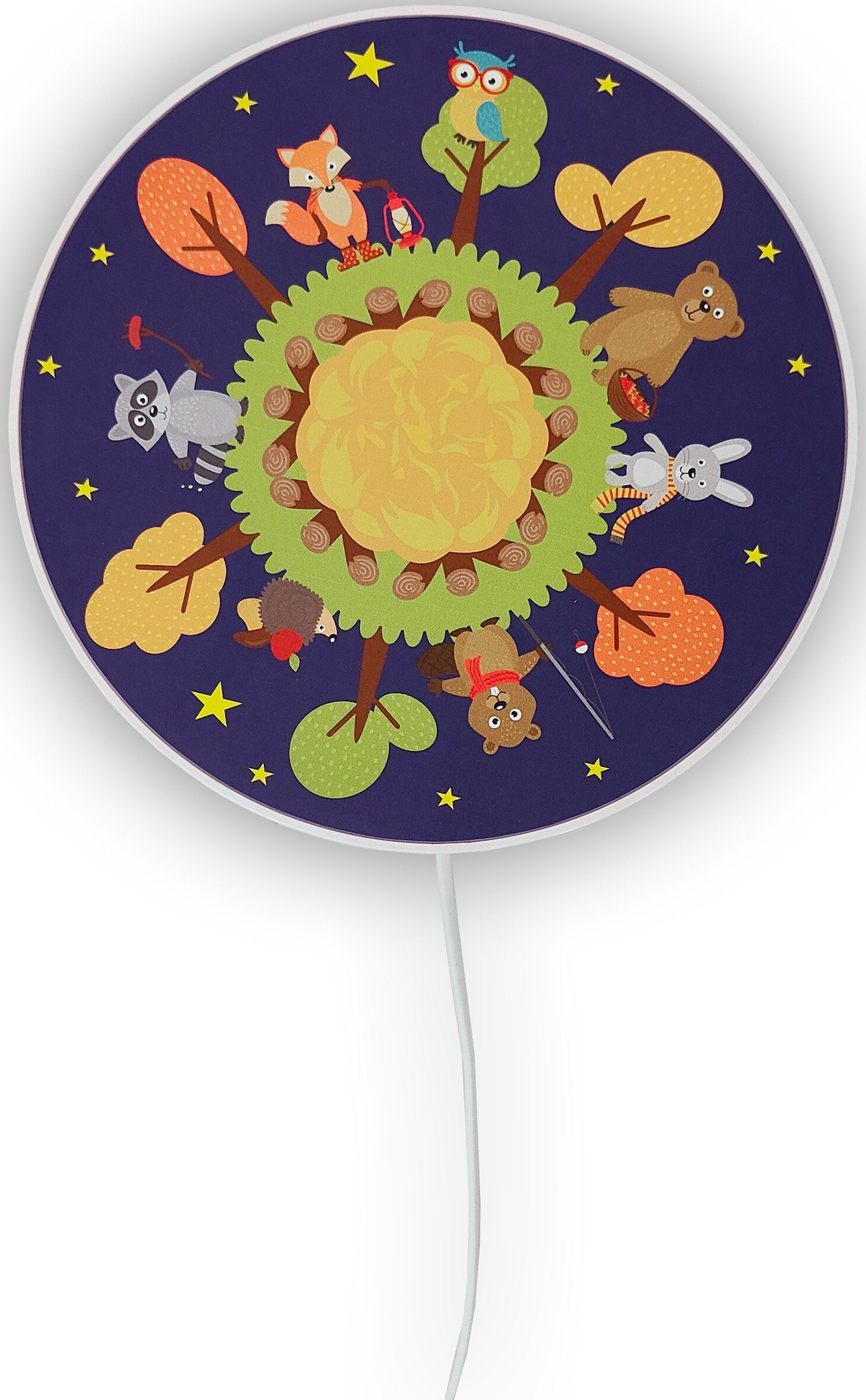 niermann Wandleuchte Waldtiere, Kinderlampe, Kinderzimmer, Gehäuse aus bruchfestem Kunststoff