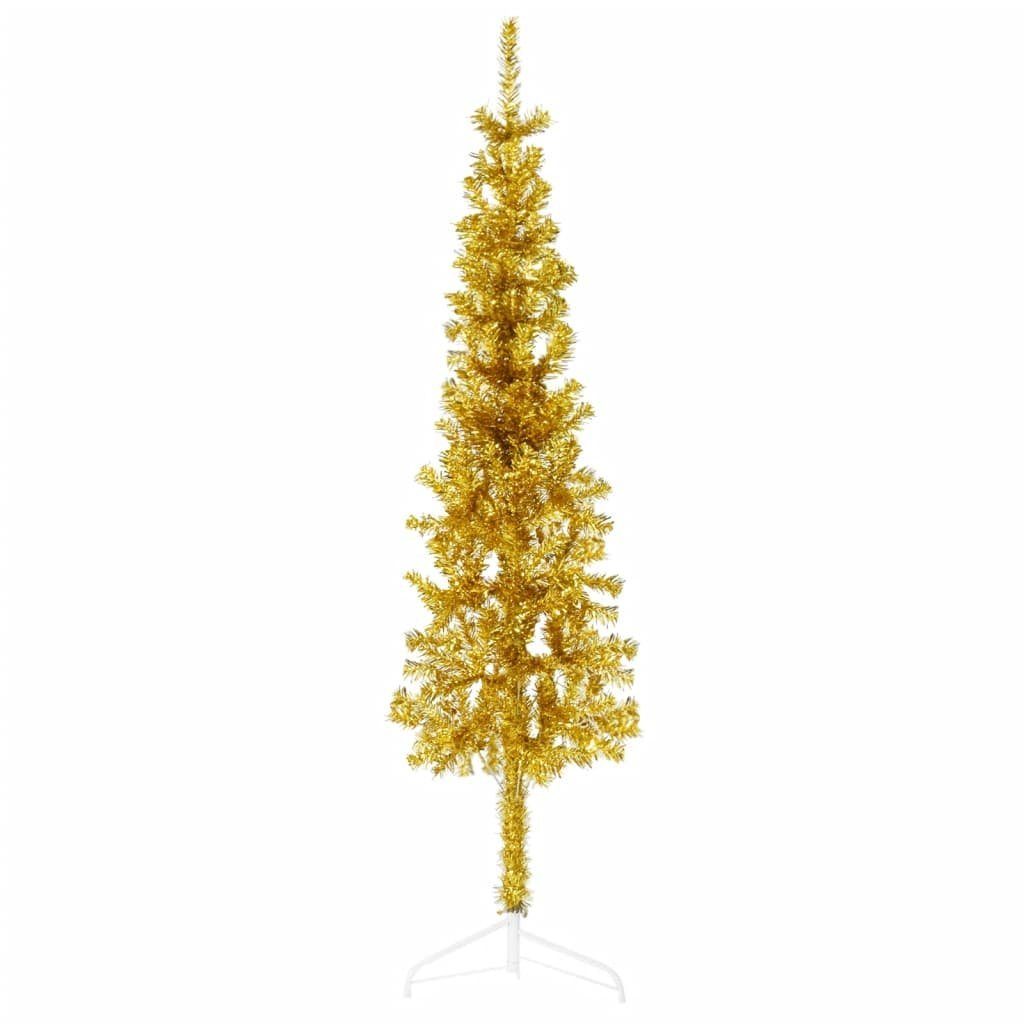 cm 120 Künstlicher Halb-Weihnachtsbaum vidaXL Gold Künstlicher Weihnachtsbaum mit Ständer Schlank