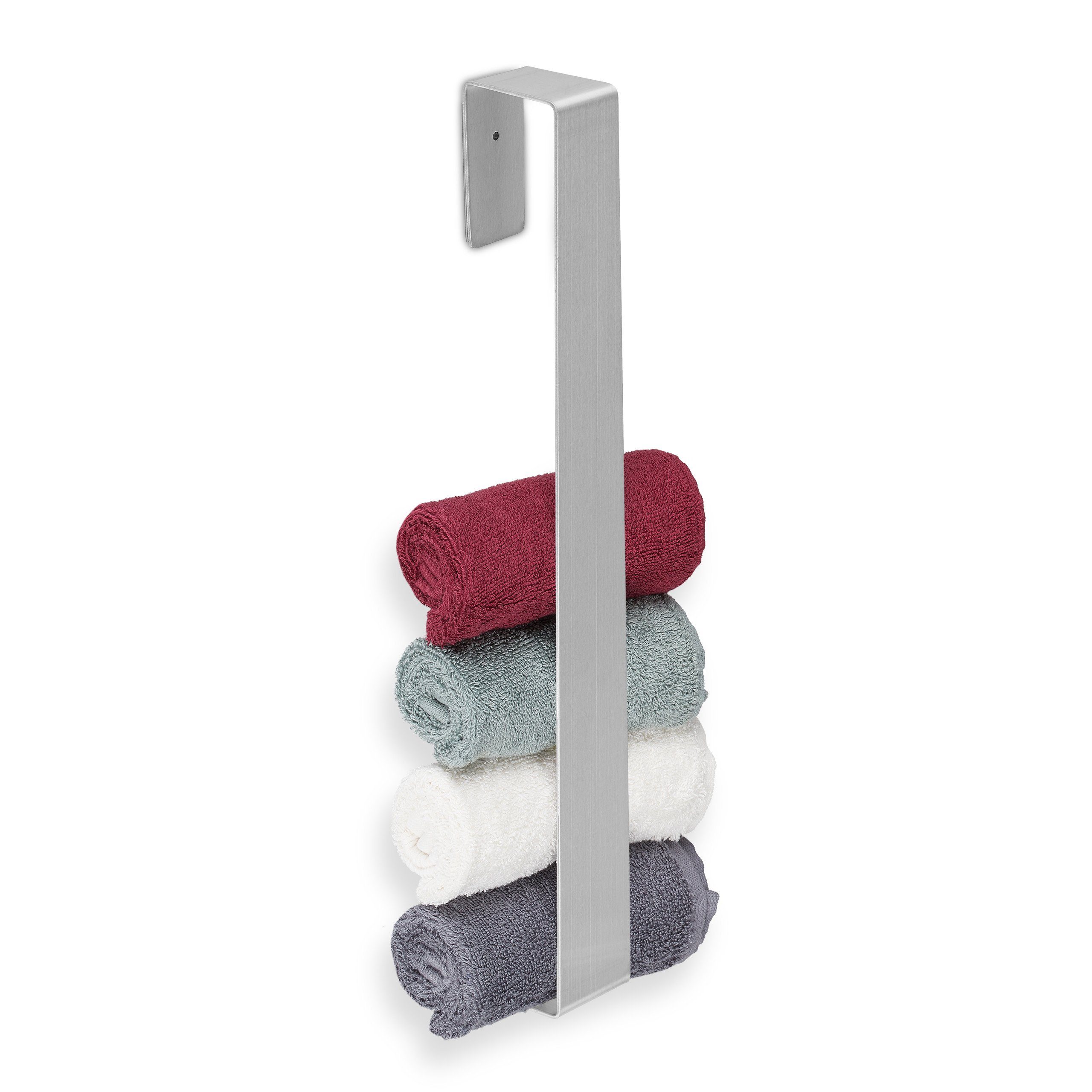relaxdays Handtuchstange Handtuchhalter Bohren ohne silber