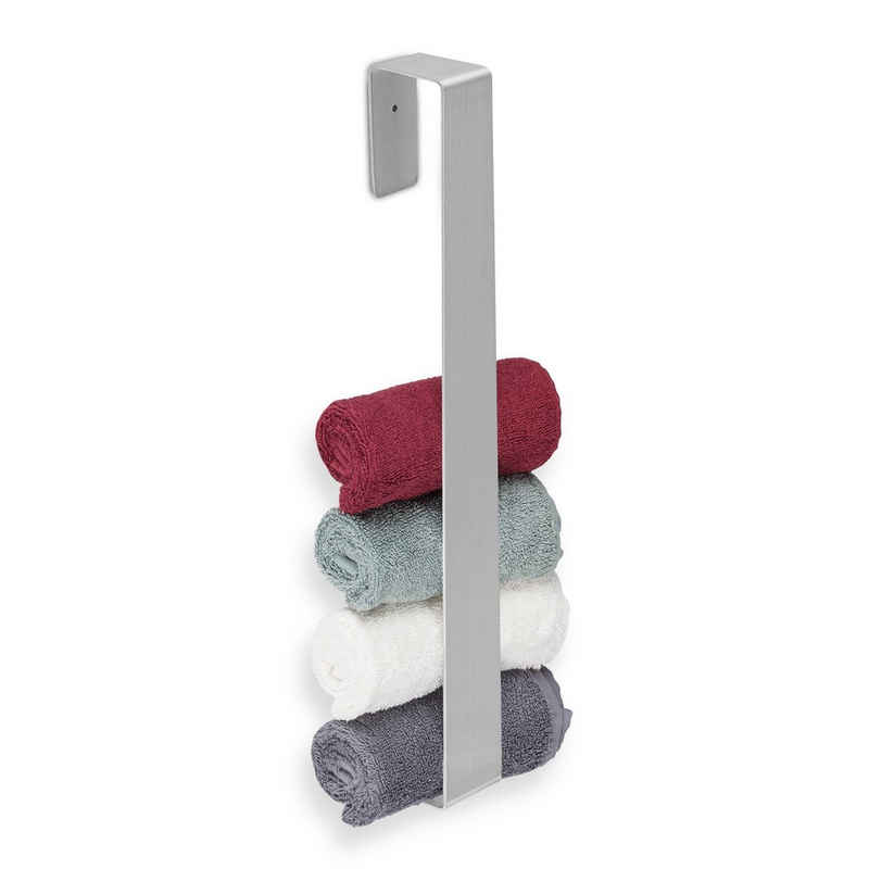 relaxdays Handtuchstange Handtuchhalter ohne Bohren silber