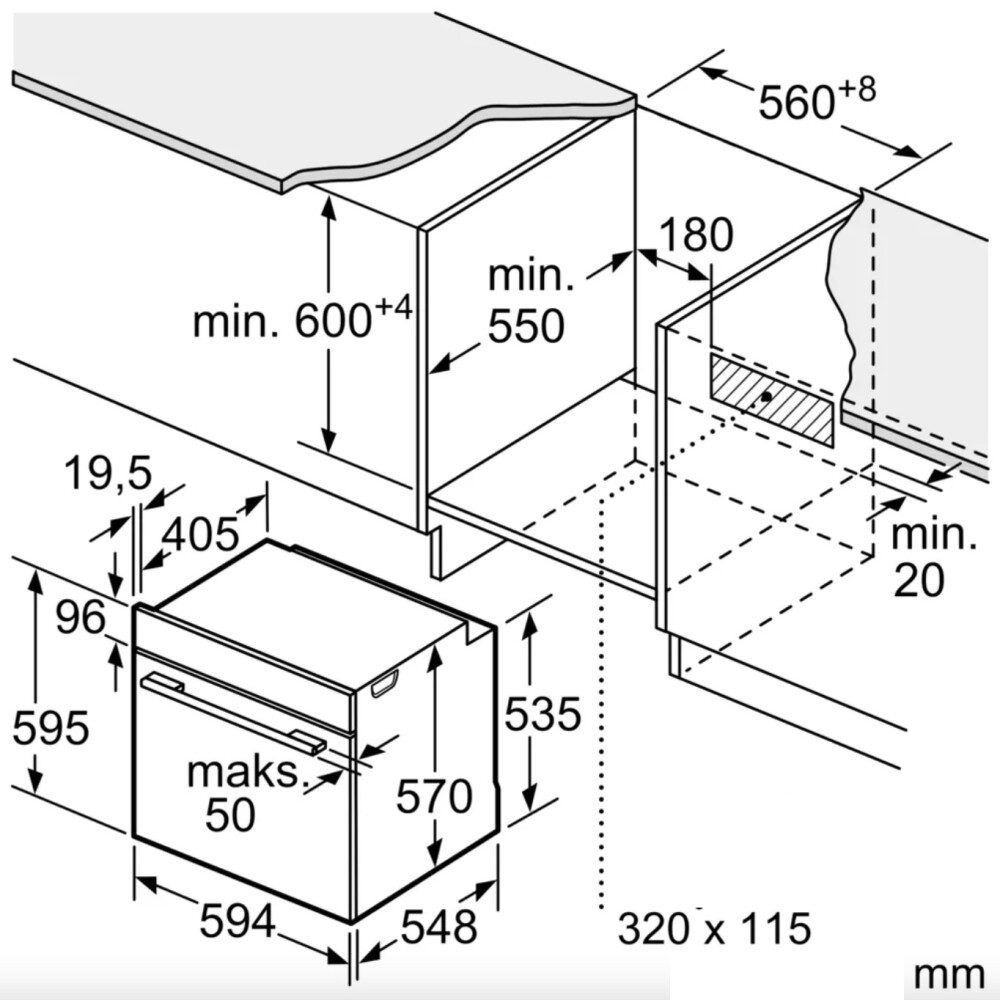 BOSCH Backofen Dampffunktion EcoCleanDirect Teleskopauszug 71 Liter schwarz 60 cm