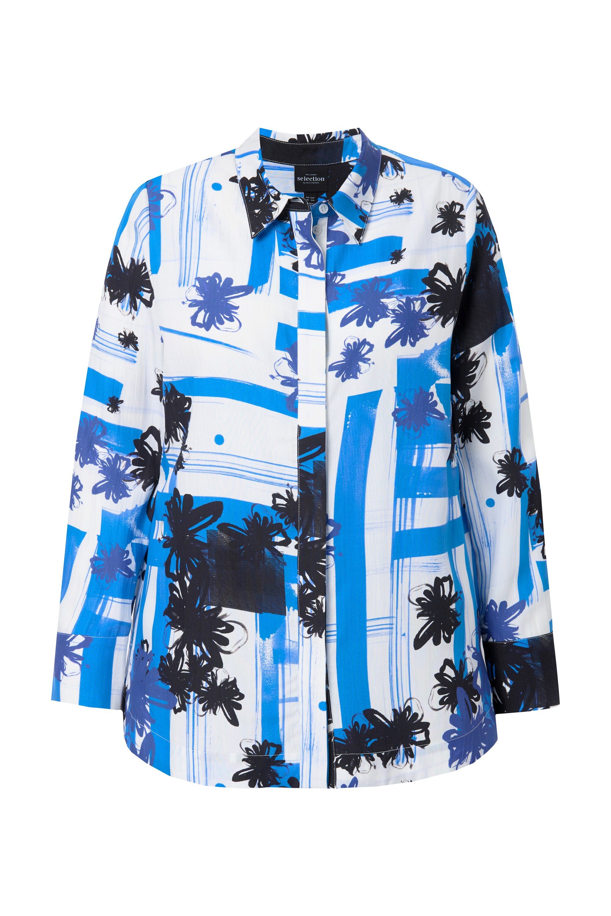 Hemdbluse Lyocell-Bluse grafisches Design Hemdkragen Langarm