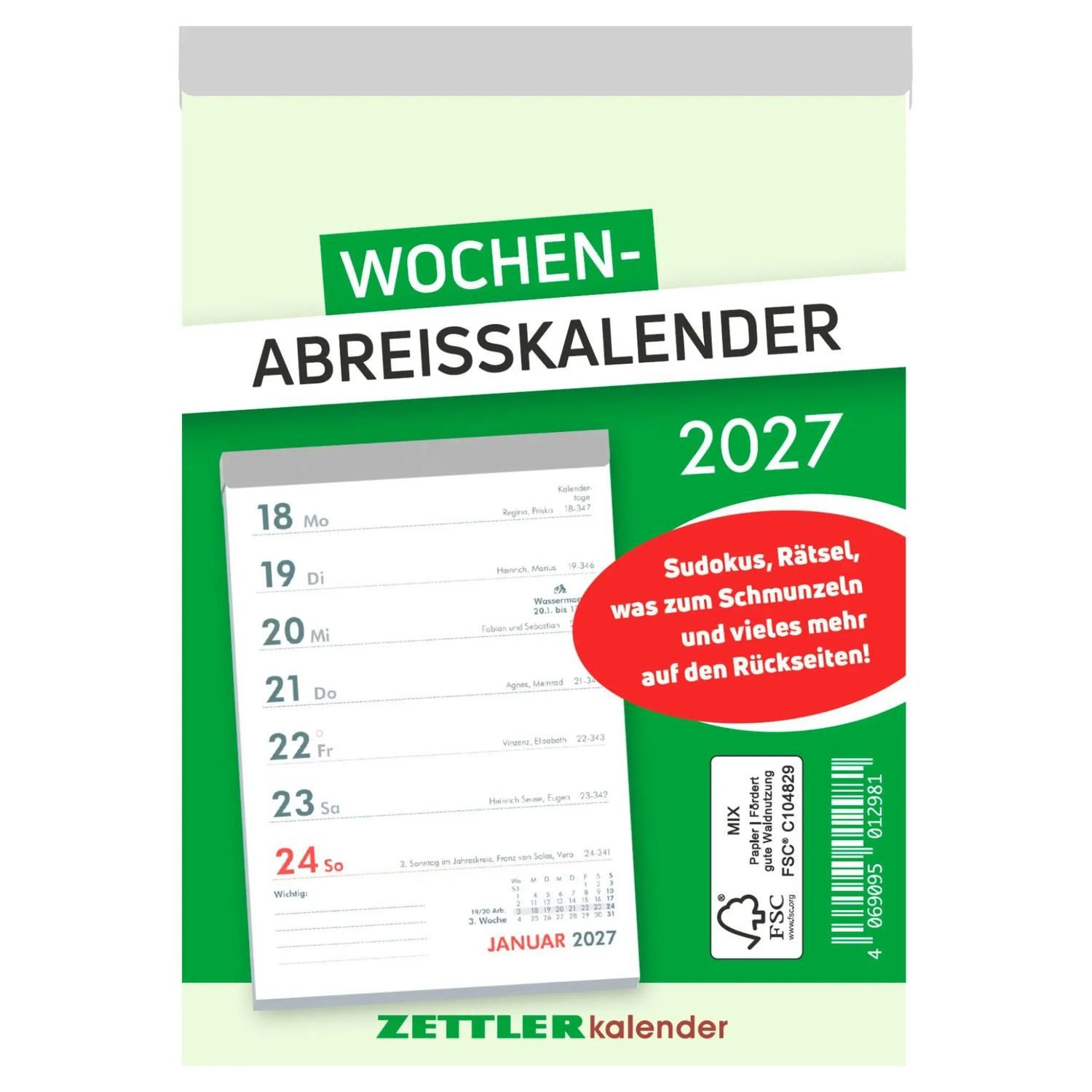 Wandkalender Wochenabreißkalender 2027