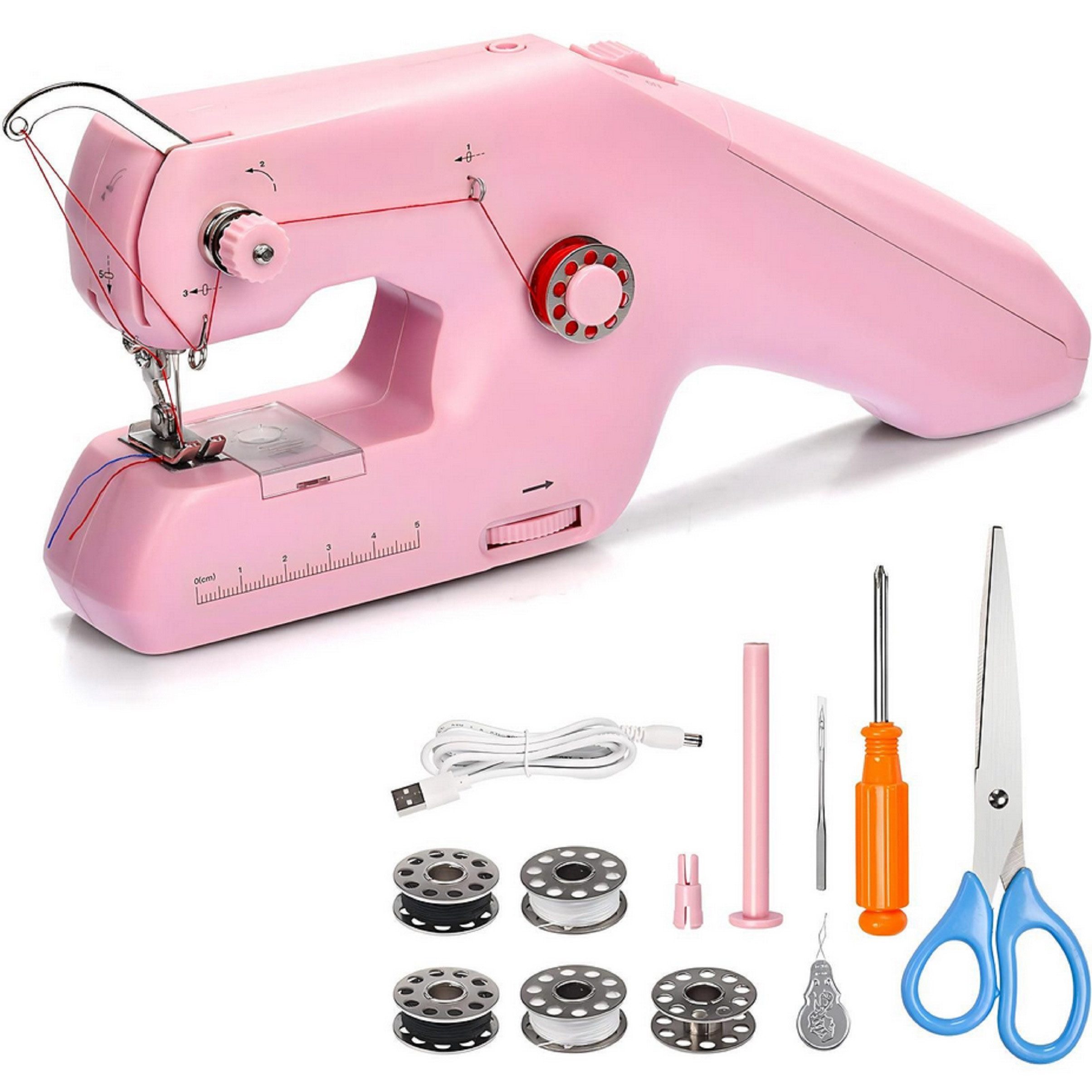 AIBISTAR Nähmaschine Elektrische Mini Nähmaschine, Portable Electric Sewing Machine, Doppelstich,Kompakt & leicht,Einfache Bedienung, ideal für Anfänger
