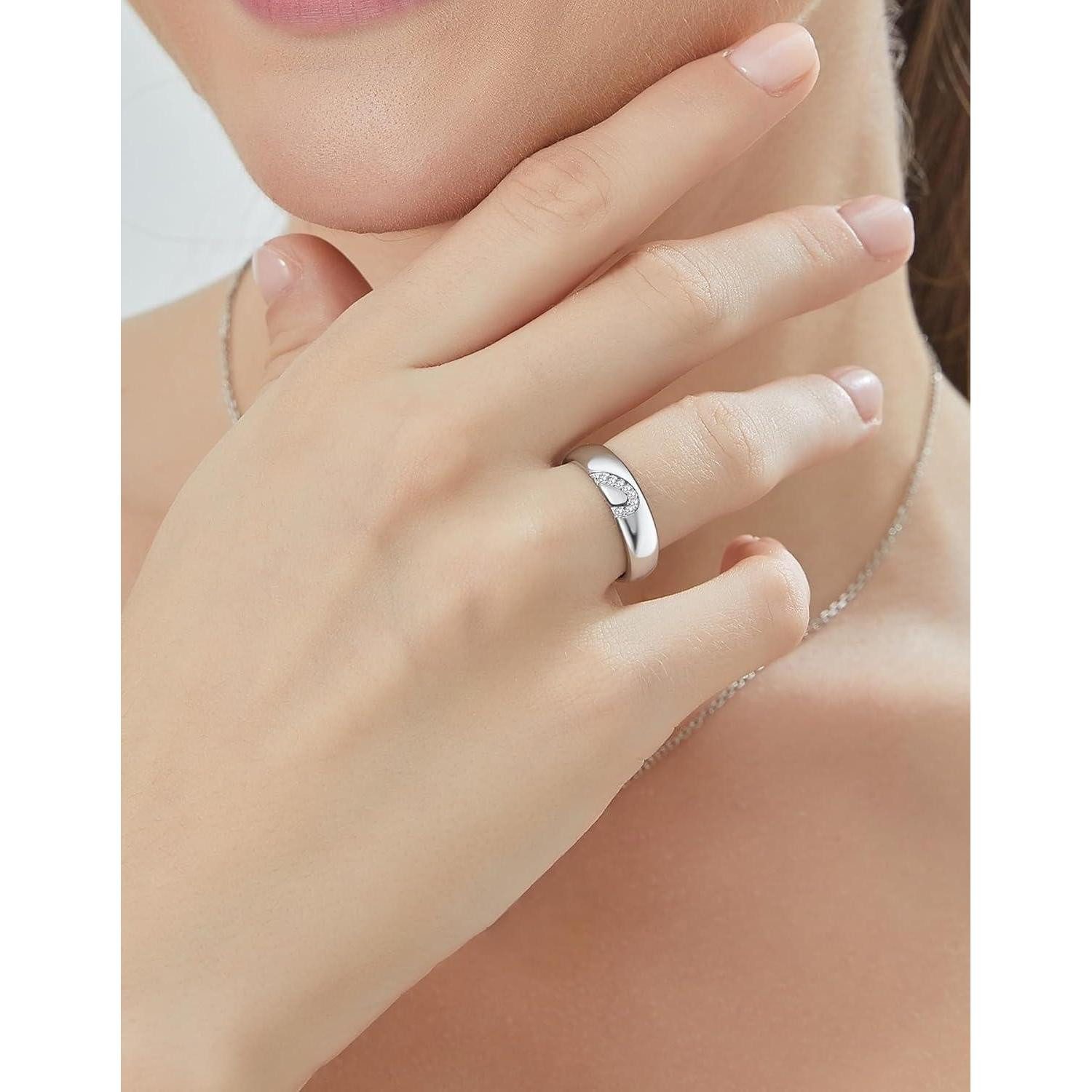 LuxusKollektion Partnerring Partnerring Ehering Silber Valentinstag Geschenkbox Schwarz 60