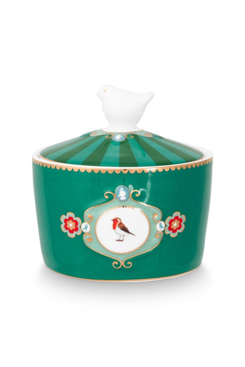 PiP Studio Zuckerdose Love Birds Medallion Zuckerdose grün 300ml, Bone China