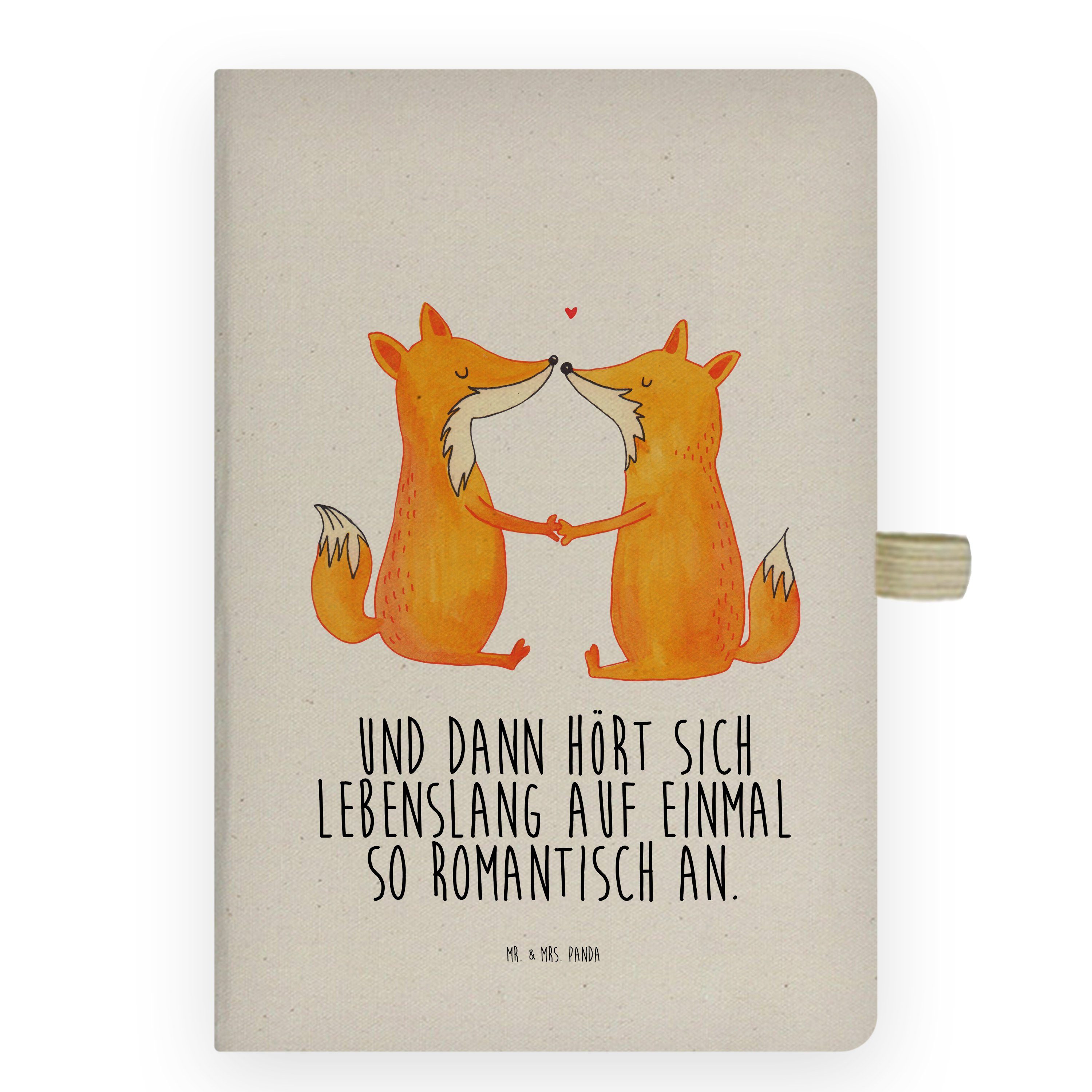 Mr. & Mrs. Panda Notizbuch Füchse Liebe - Transparent - Geschenk, Schreibheft, Notizen, Freundin Mr. & Mrs. Panda