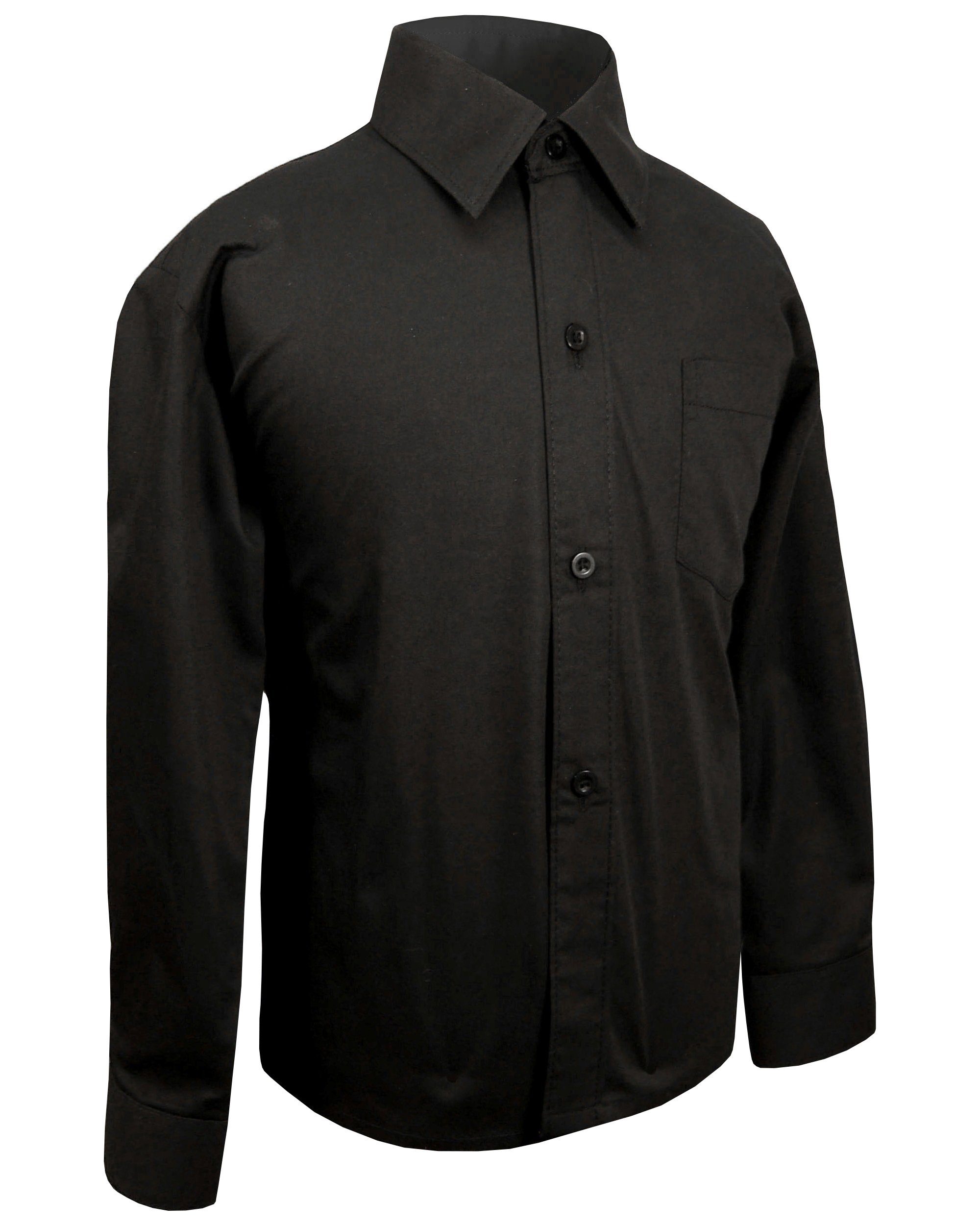 Paul Malone Langarmhemd Festliches Kinderhemd Jungenhemd uni - Jungen Hemd schwarz