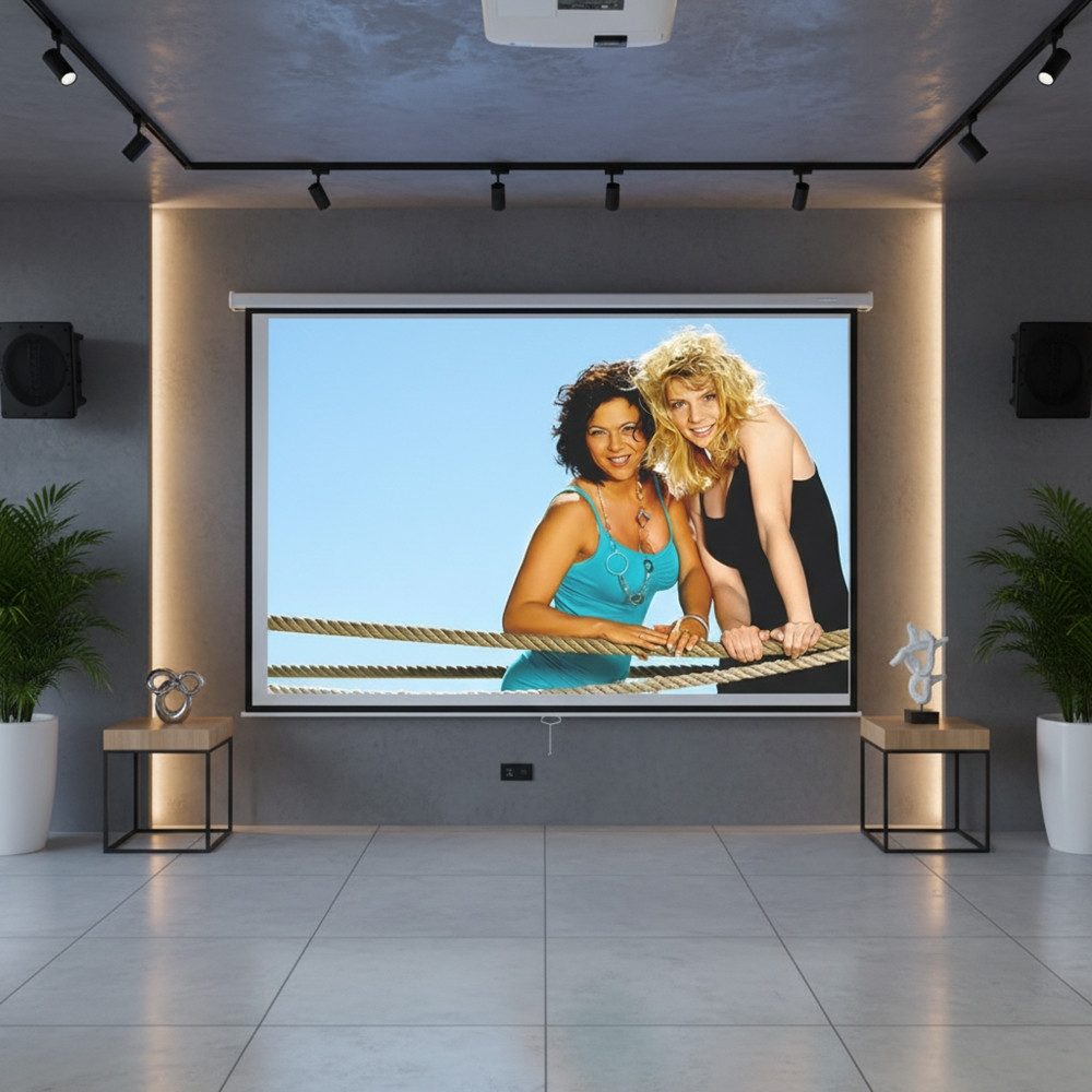 Melko Projektionsleinwand Beamerleinwand 120" 244x182 inkl. FFB 16:9 4:3 1:1 Rolloleinwand (HD-TV tauglich)