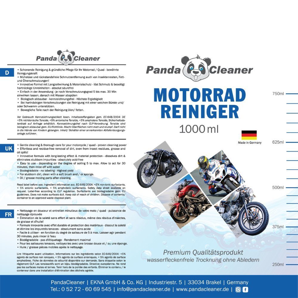 PandaCleaner Motorrad-Reiniger - Motorbike Komplettreiniger Konzentrat Zweiradreiniger (1-St. 1l)