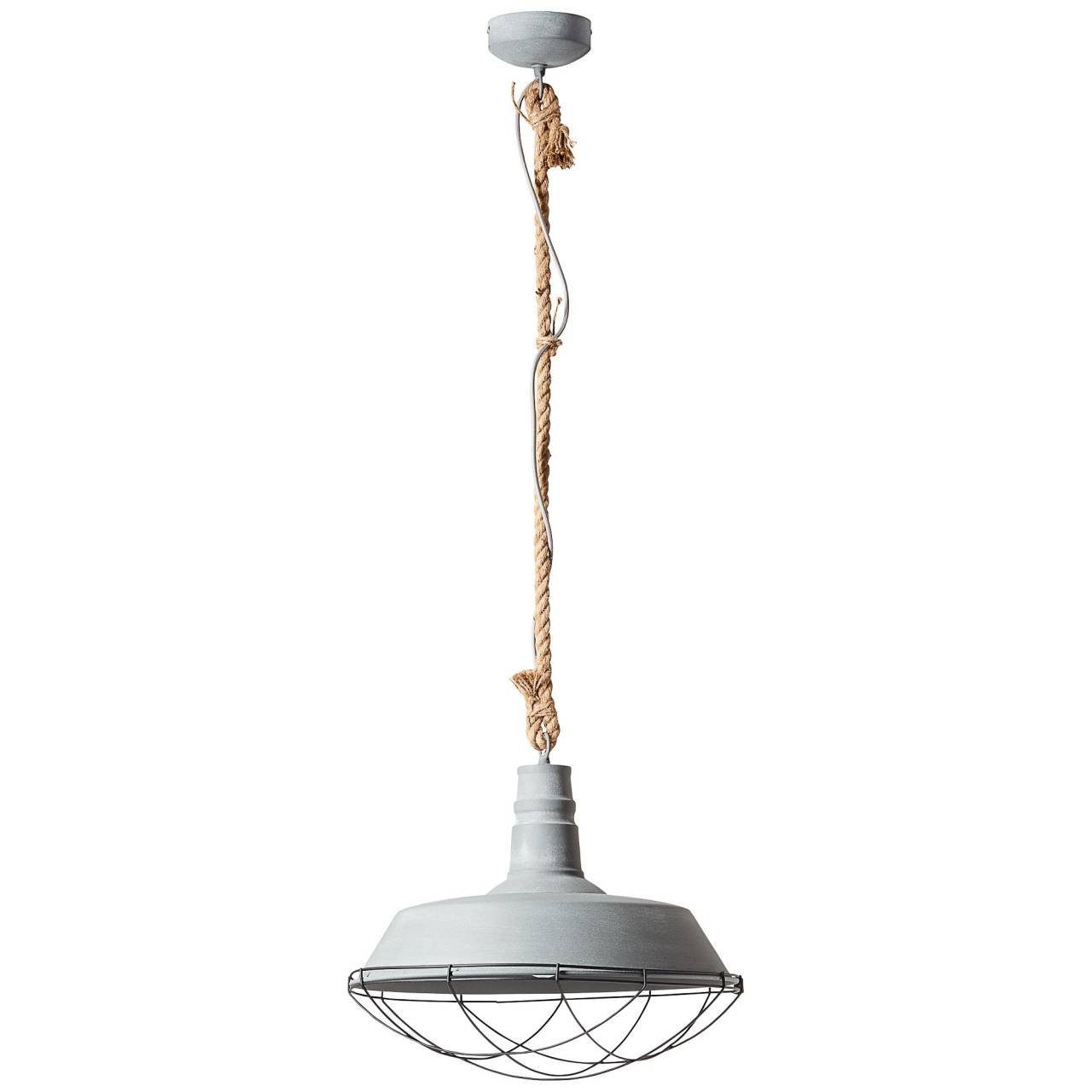 Pendelleuchte und Rope A60, grau Fabrikschick Rope, Brilliant Lampe Used-Look geeignet, zum Mit 47cm Beton VINTAGE Pendelleuchte 60W, 1x Industrial E27, -