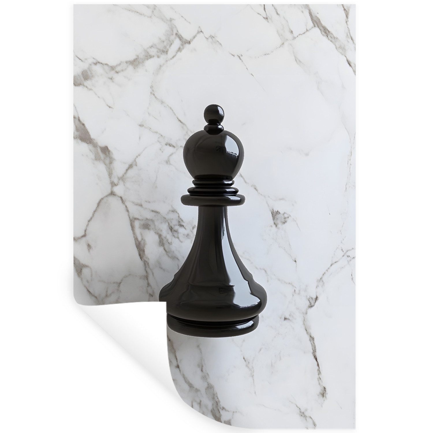 MuchoWow Wandsticker Schachfigur - Läufer - Schwarz - Marmor (1 St), Wanddeko, Aufkleber, Wandtattoo, 80x120 cm