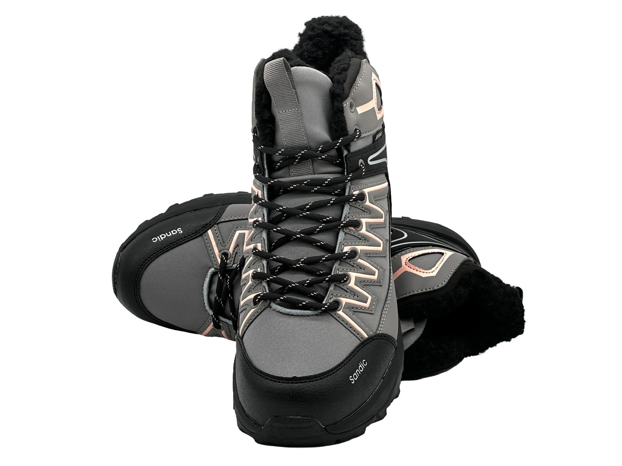 Nowaland Warm gefütterte Wanderschuhe mit rutschfester Profilsohle Winterstiefel Wasserabweisend, robust und warm gefüttert