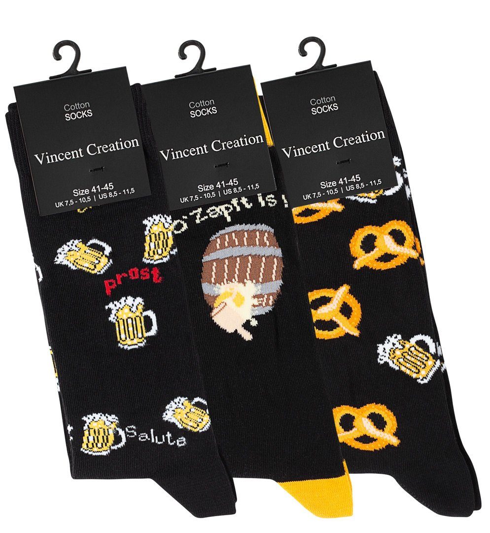 Vincent Creation® Socken Brezeln Motiv (3-Paar) mit Bier und