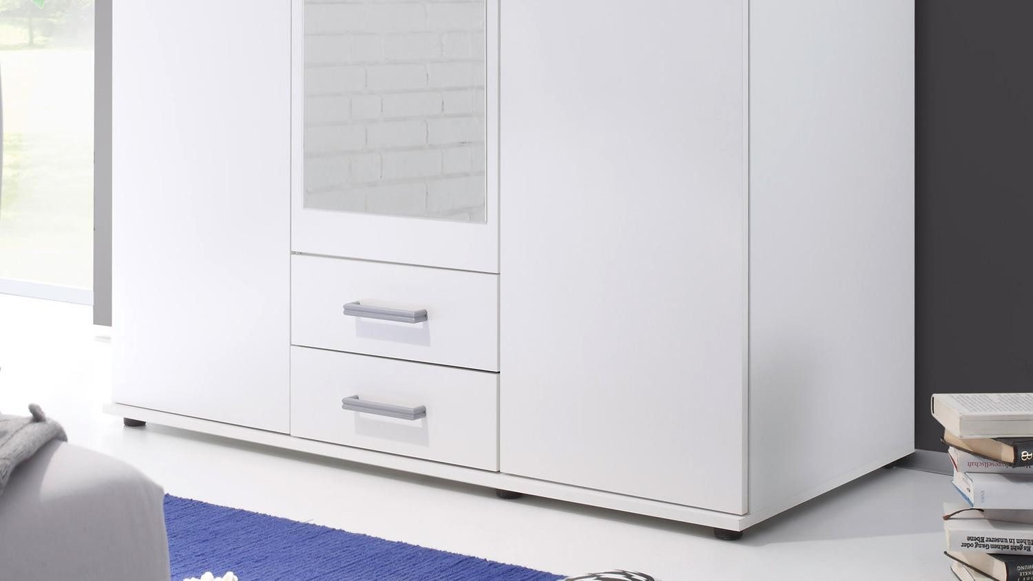 Bega Consult Kleiderschrank Kleiderschrank Karl Drehtürenschrank 3-türig weiß inkl. Spiegel 120 cm