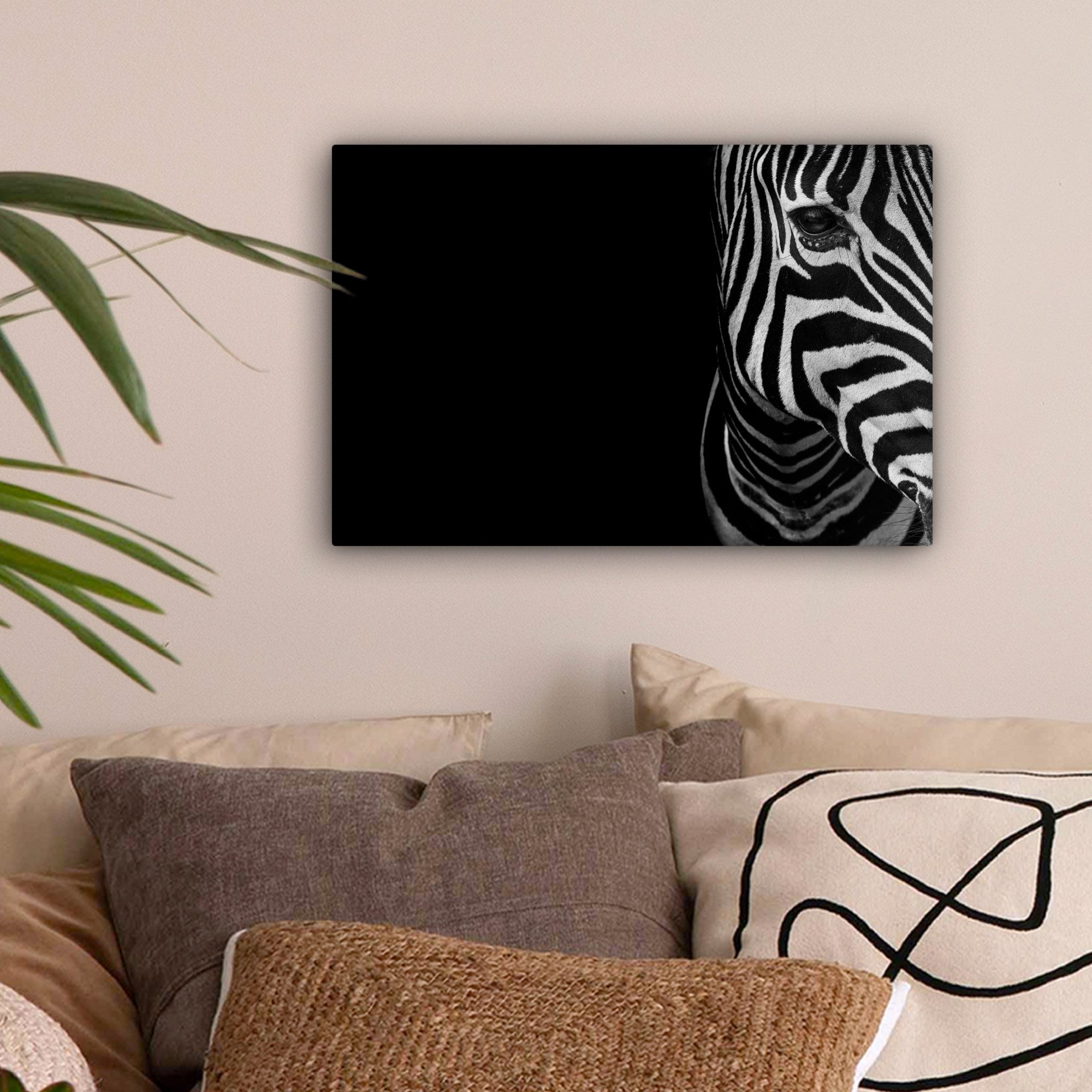 OneMillionCanvasses® Leinwandbild Tiere - Zebra - Schwarz - Weiß, Fotodruck günstig online kaufen