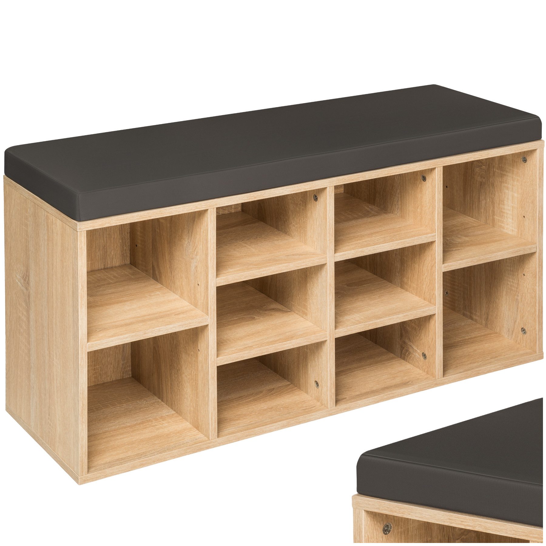 tectake Schuhschrank Schuhregal mit Sitzpolster 103,5x48x30cm (Set mit Schr günstig online kaufen