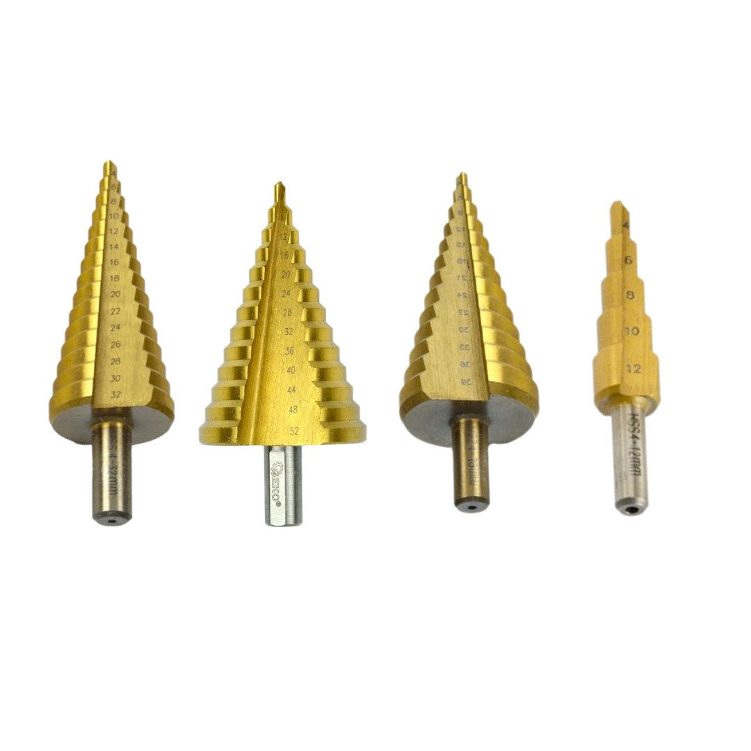 GEKO Stufenbohrer HSS Stufenbohrer Ø 4–52 mm Kegelbohrer für Metall und Kunststoff, Ø 4–52 mm, TiN- oder TiAlN-Beschichtung