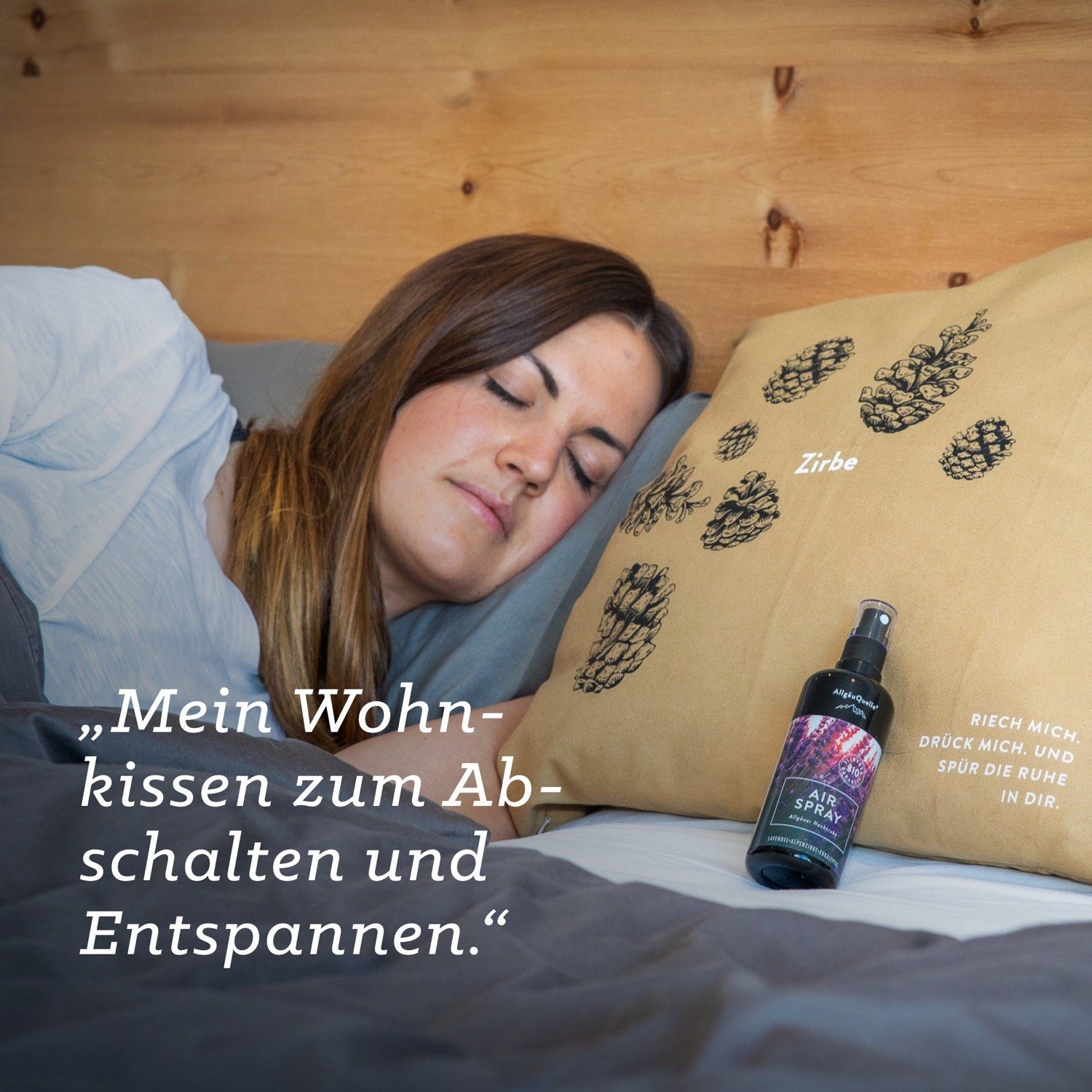 Allgäuquelle Zirbenkissen BIO ZirbenKissen mit Zirbenspäne (1000g), Duftkissen Kopfkissen naturrein und biologisch.