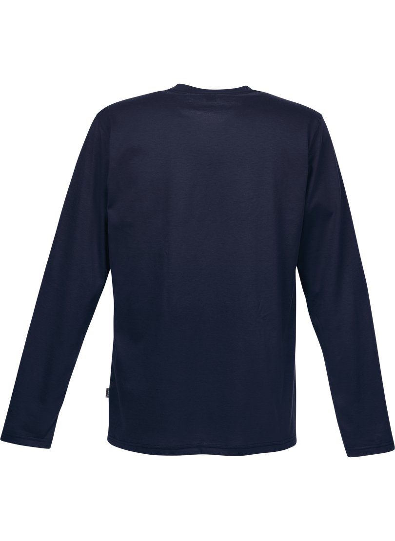 Trigema T-Shirt TRIGEMA Baumwolle navy Langarmshirt aus 100