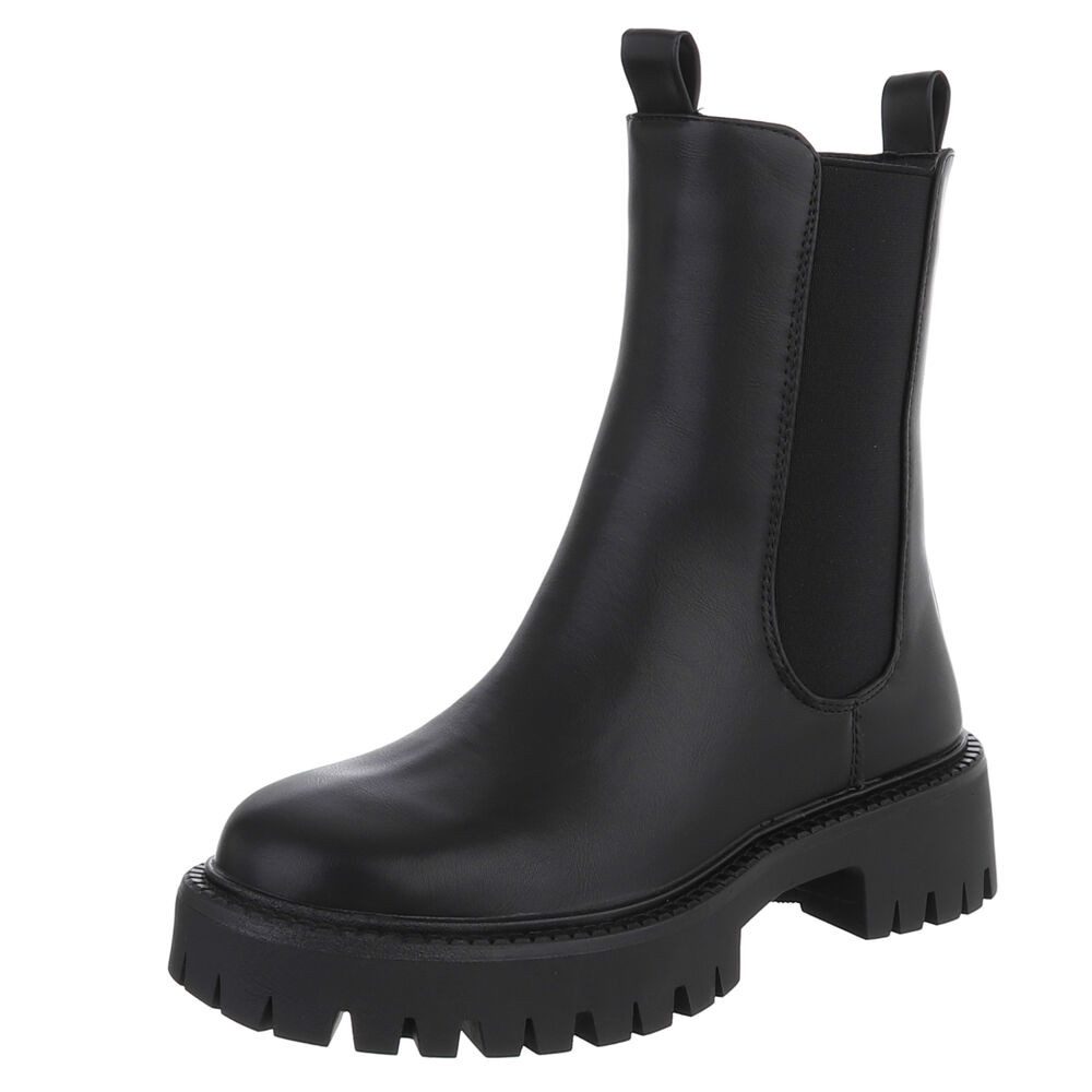 Ital-Design Stylische Chelsea-Boots mit Profilsohle für Damen Plateaustiefe günstig online kaufen