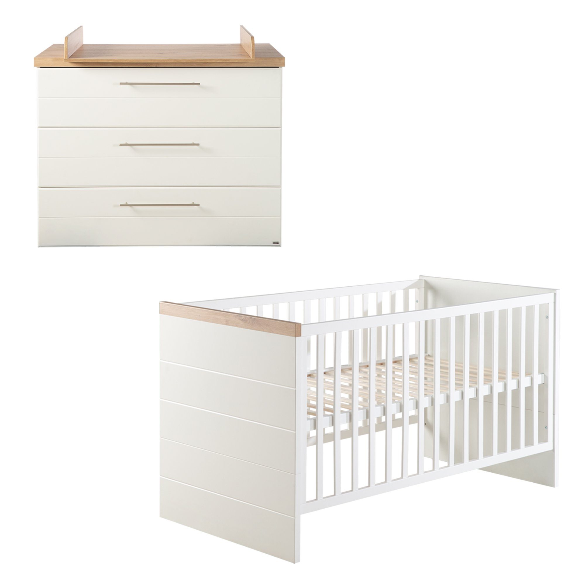 roba® Babymöbel-Set Nele, Gitterbett & Wickelkommode