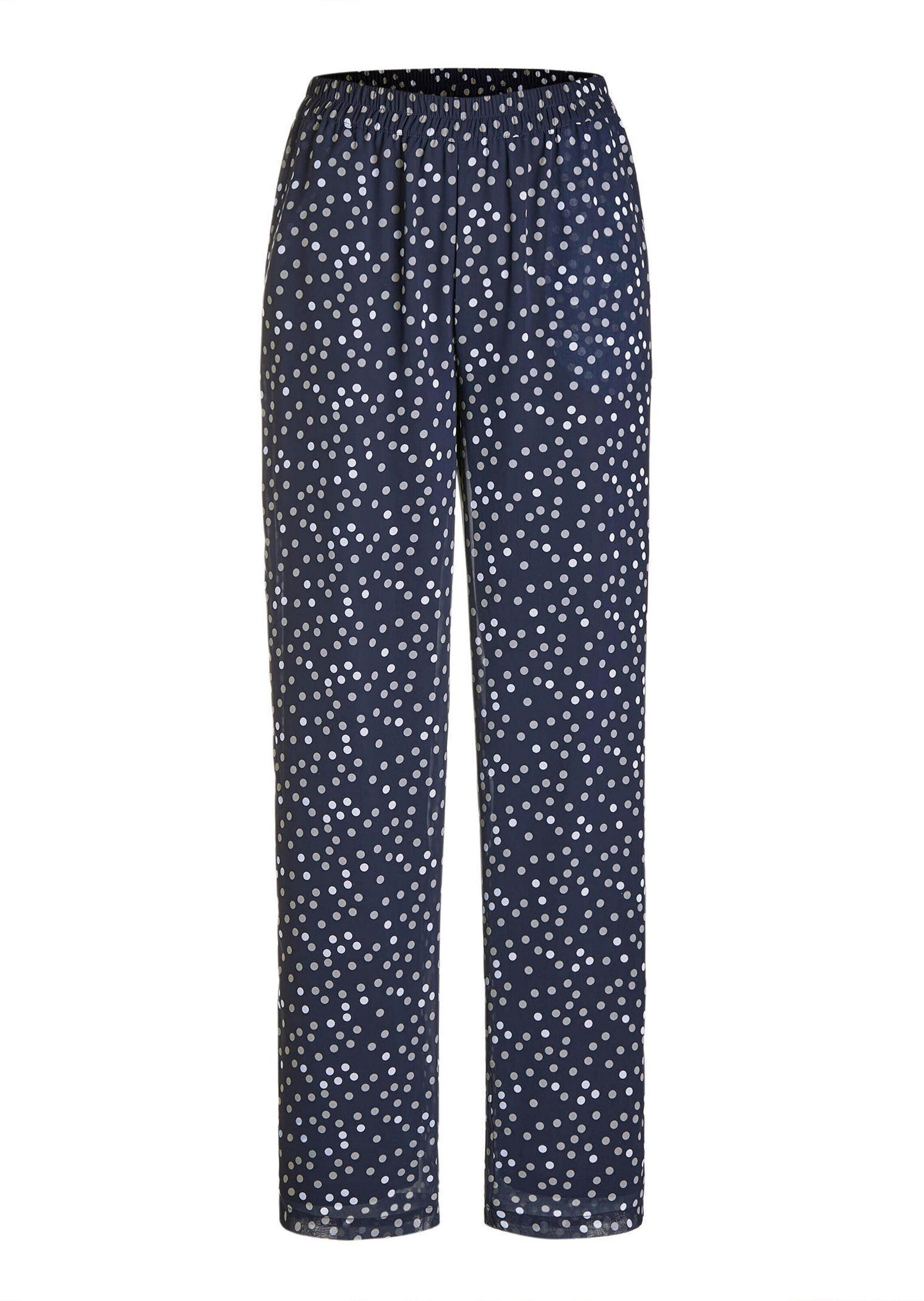 GOLDNER Schlupfhose Luftige Hose VERA mit Tupfenmuster Weite Chiffonhose mit Dehnbund, Taschen, Allover-Print, langes Bein
